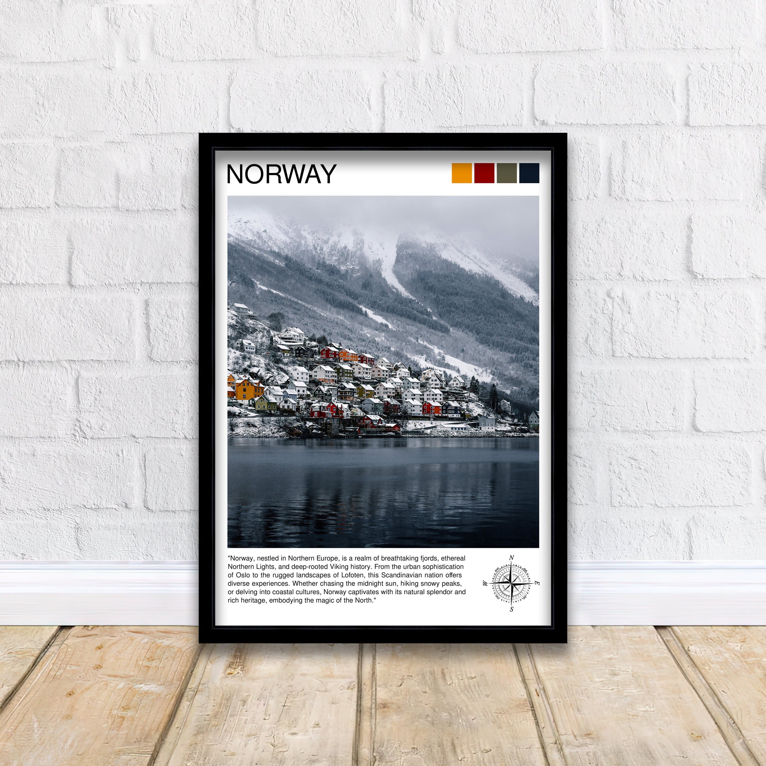 Norway Travel Print Norway Wall Decor Norway Poster Scandinavia Travel Prints Norway Art Print Norway Illustration Norway Wall Art