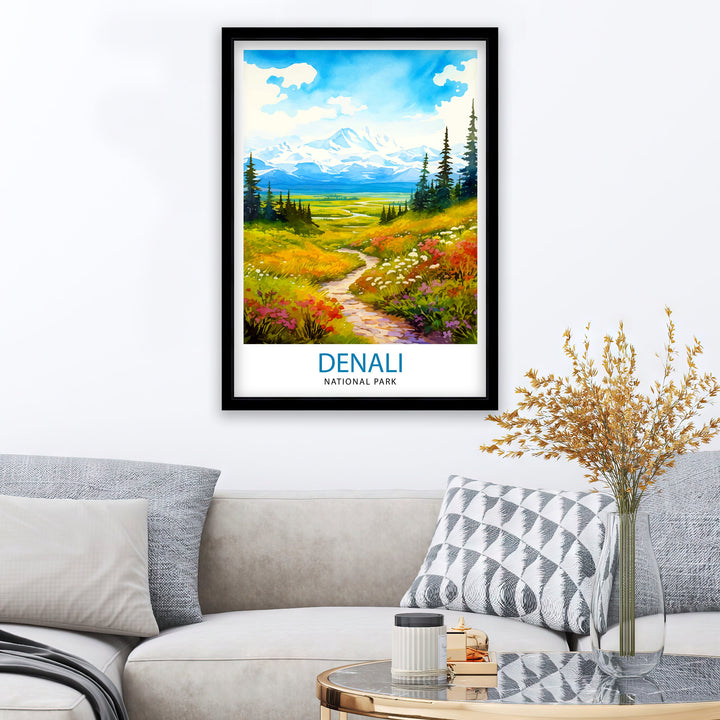 Denali National Park Alaska Travel Print Denali Wall Decor Denali Poster Alaska Travel Prints Denali Art Print Denali Illustration
