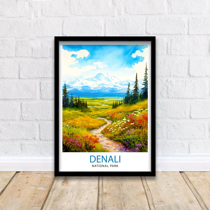 Denali National Park Alaska Travel Print Denali Wall Decor Denali Poster Alaska Travel Prints Denali Art Print Denali Illustration