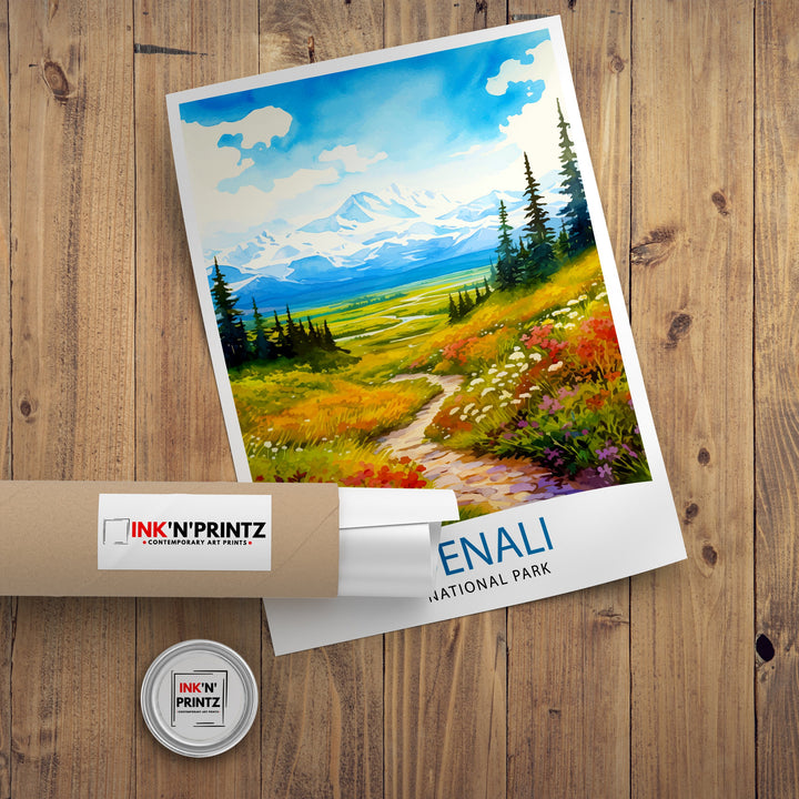 Denali National Park Alaska Travel Print Denali Wall Decor Denali Poster Alaska Travel Prints Denali Art Print Denali Illustration