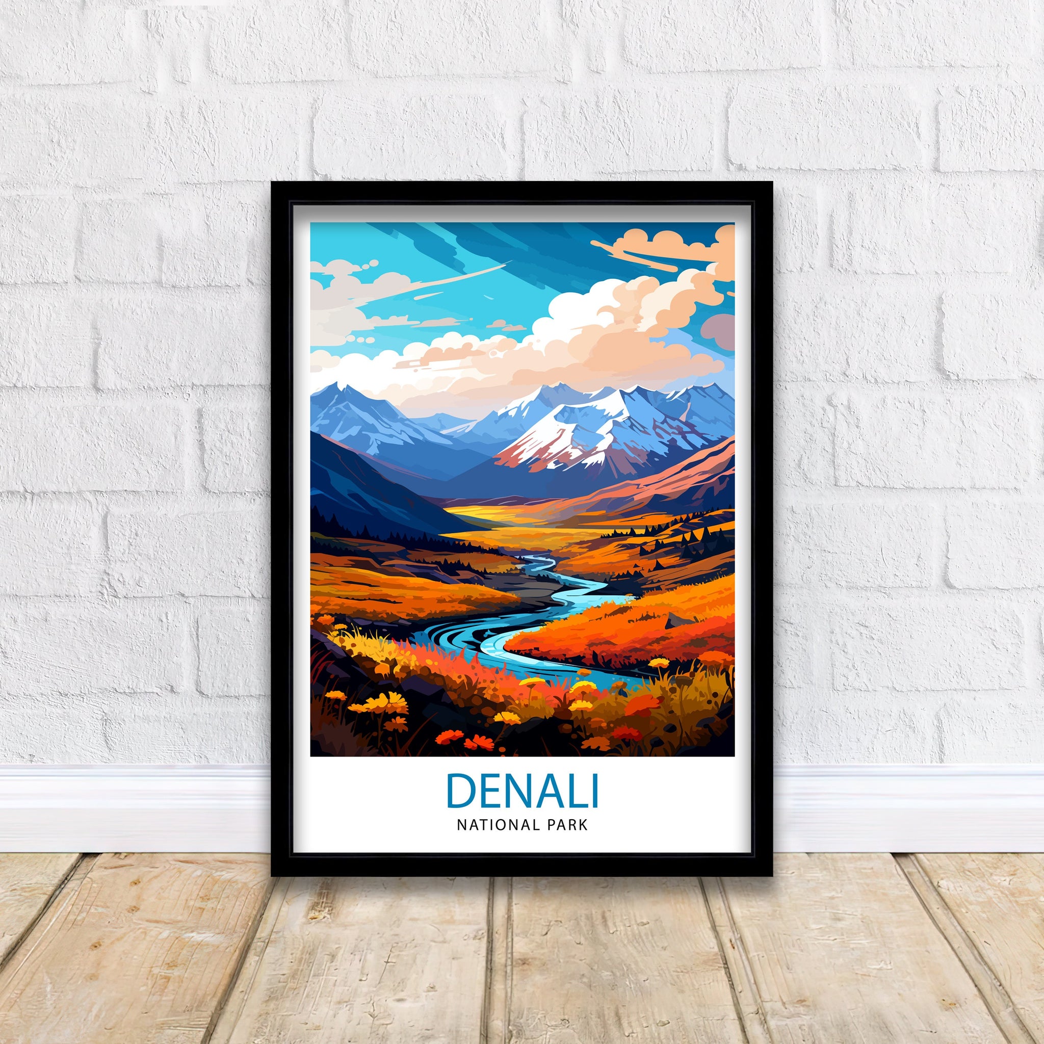 Denali National Park Alaska Travel Print Denali Wall Decor Denali Poster Alaska Travel Prints Denali Art Print Denali Illustration
