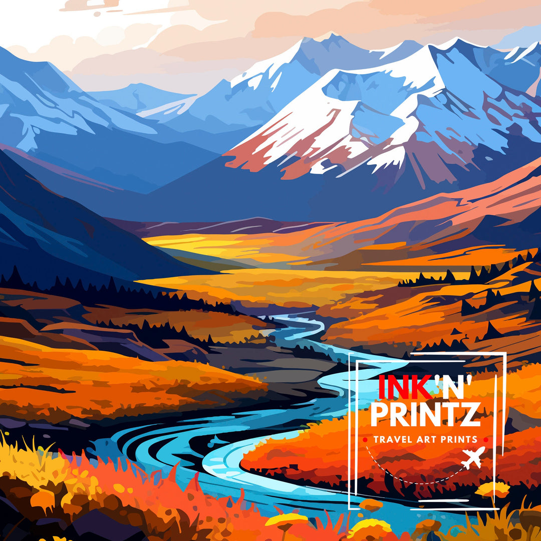 Denali National Park Alaska Travel Poster Denali