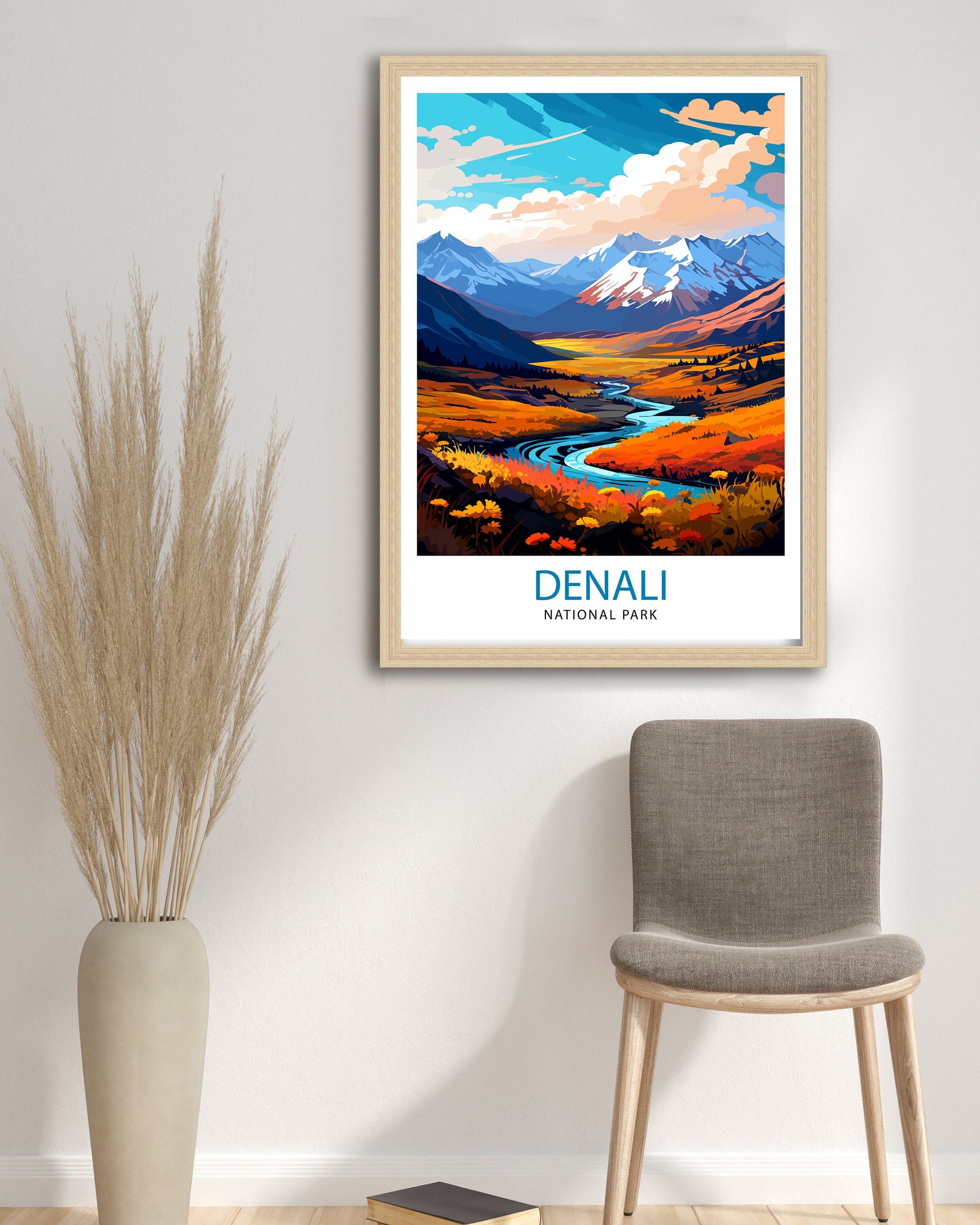 Denali National Park Alaska Travel Print Denali Wall Decor Denali Poster Alaska Travel Prints Denali Art Print Denali Illustration