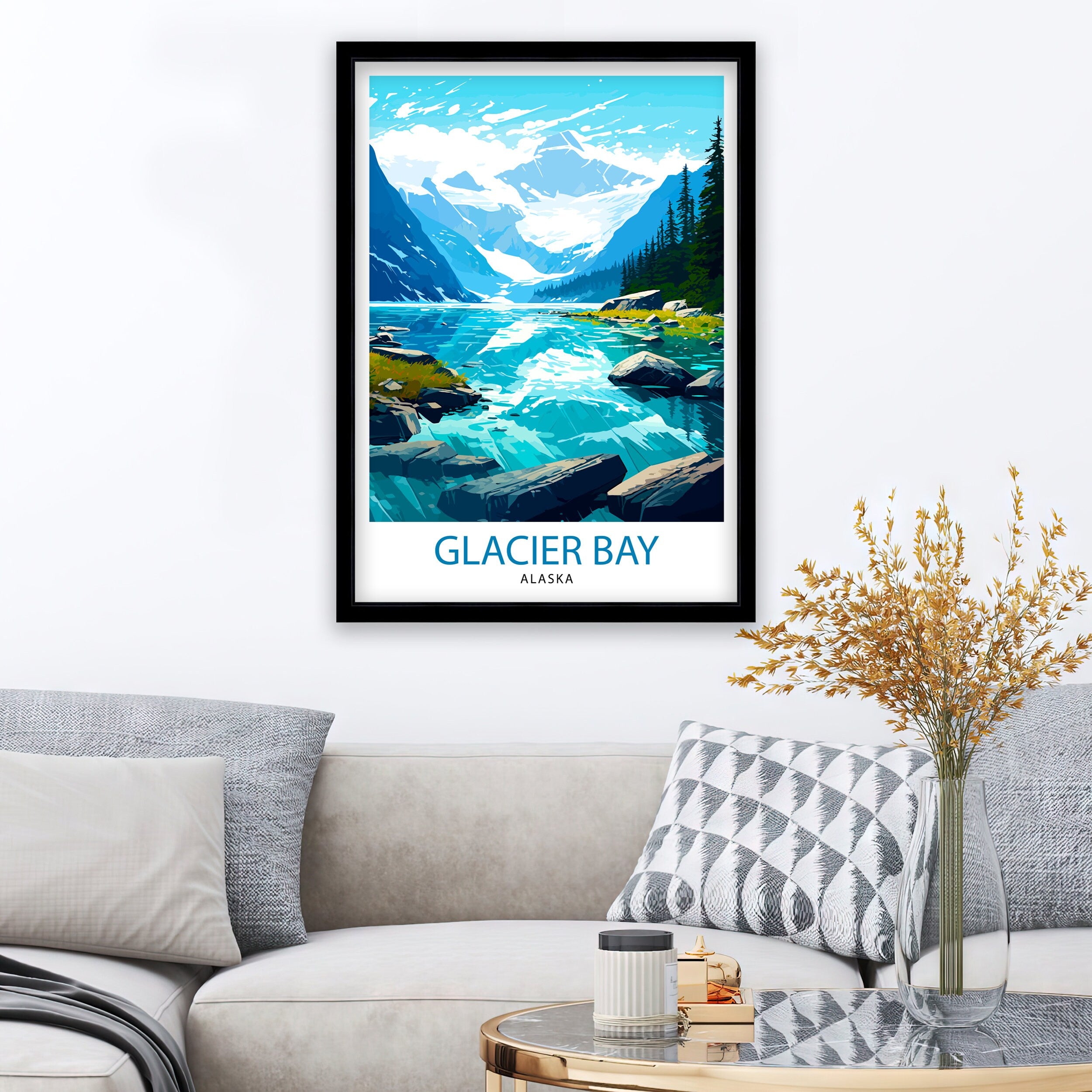 Glacier Bay Alaska Travel Print| Glacier Bay National Park Wall Art Alaska Travel Poster Glacier Bay Art Print Glacier Bay