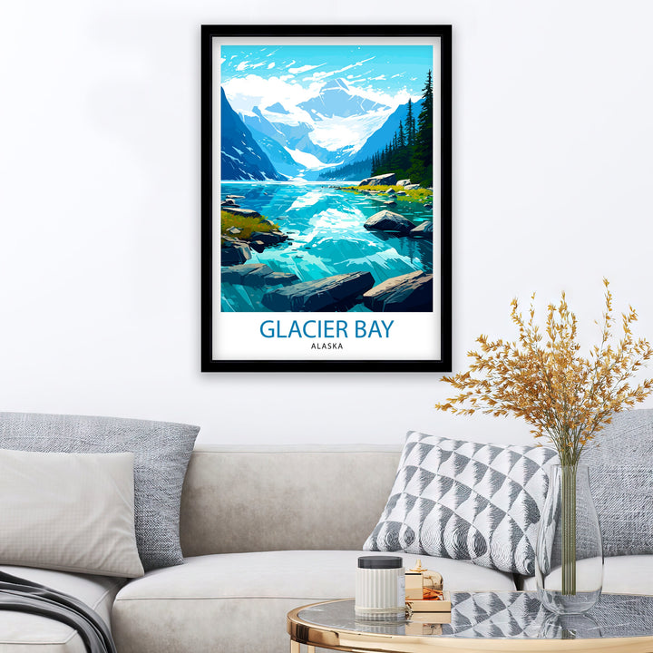 Glacier Bay Alaska Travel Print| Glacier Bay National Park Wall Art Alaska Travel Poster Glacier Bay Art Print Glacier Bay