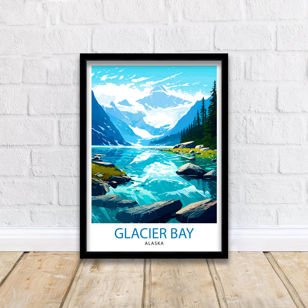 Glacier Bay Alaska Travel Print| Glacier Bay National Park Wall Art Alaska Travel Poster Glacier Bay Art Print Glacier Bay