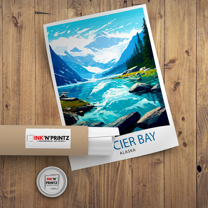 Glacier Bay Alaska Travel Print| Glacier Bay National Park Wall Art Alaska Travel Poster Glacier Bay Art Print Glacier Bay