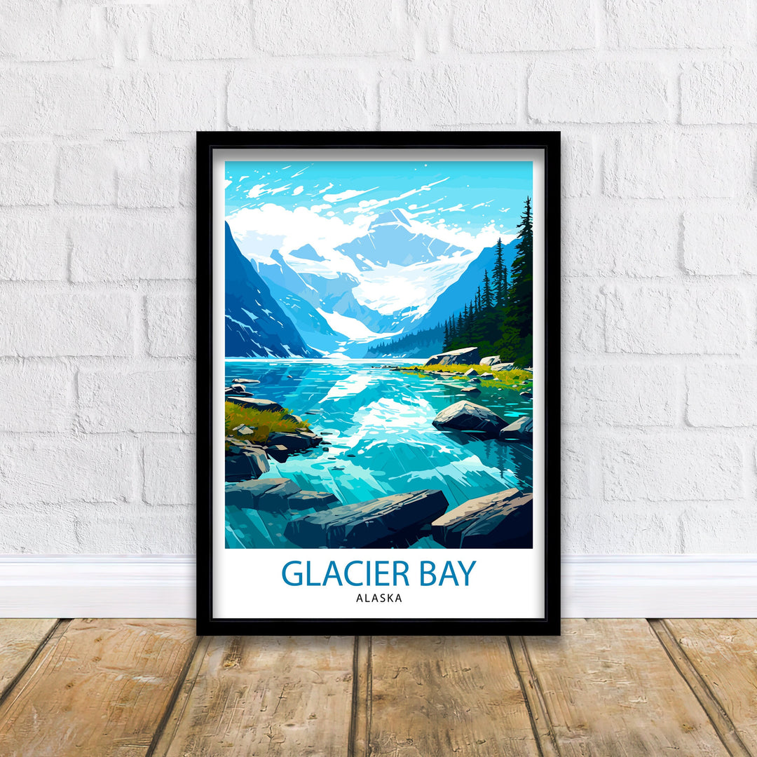 Glacier Bay Alaska Travel Print| Glacier Bay National Park Wall Art Alaska Travel Poster Glacier Bay Art Print Glacier Bay
