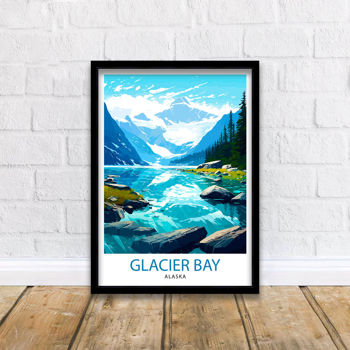 Glacier Bay Alaska Travel Print| Glacier Bay National Park Wall Art Alaska Travel Poster Glacier Bay Art Print Glacier Bay