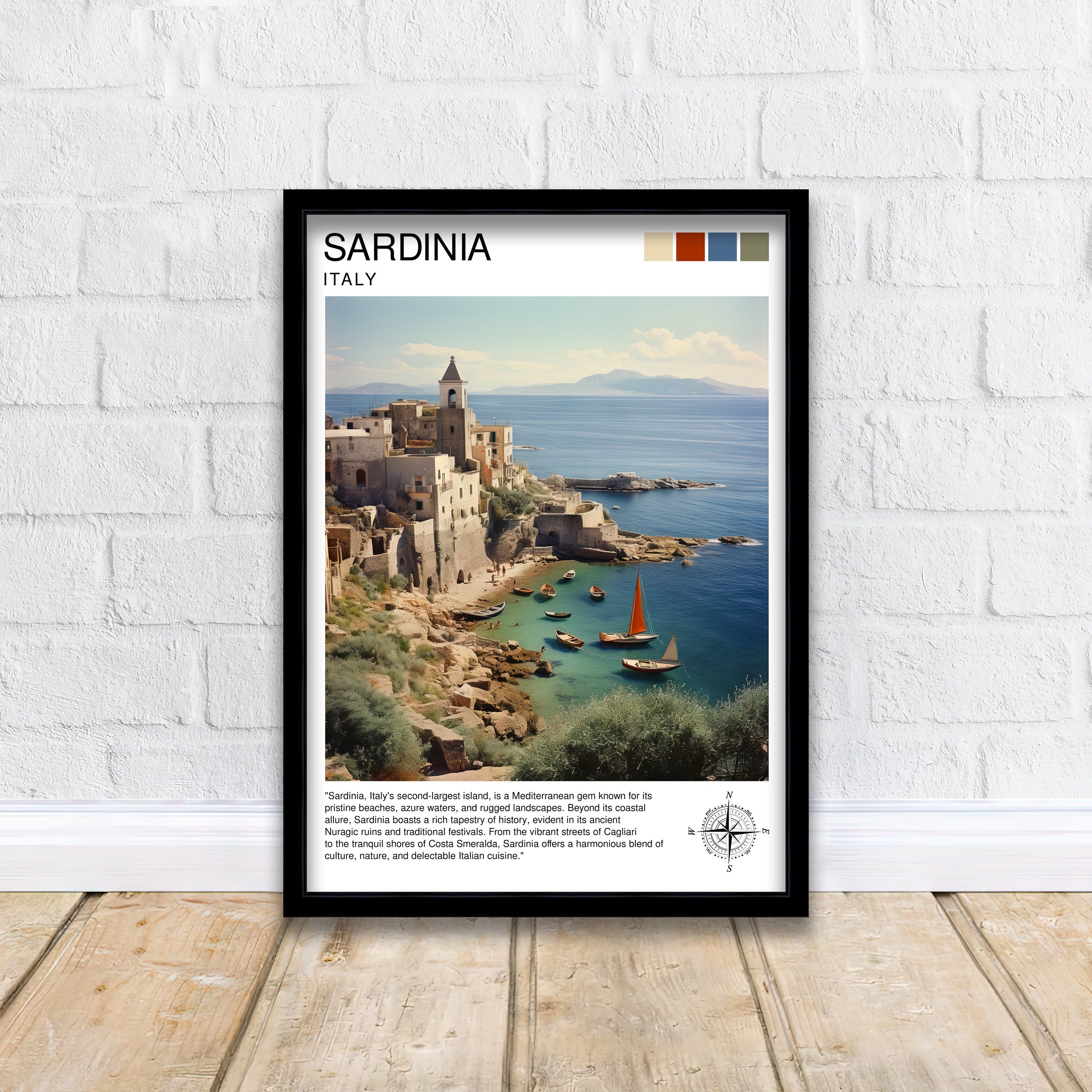 Sardinia Italy Travel Print Sardinia Wall Decor Sardinia Poster Italy Travel Prints Sardinia Art Print Sardinia Illustration Sardinia Wall