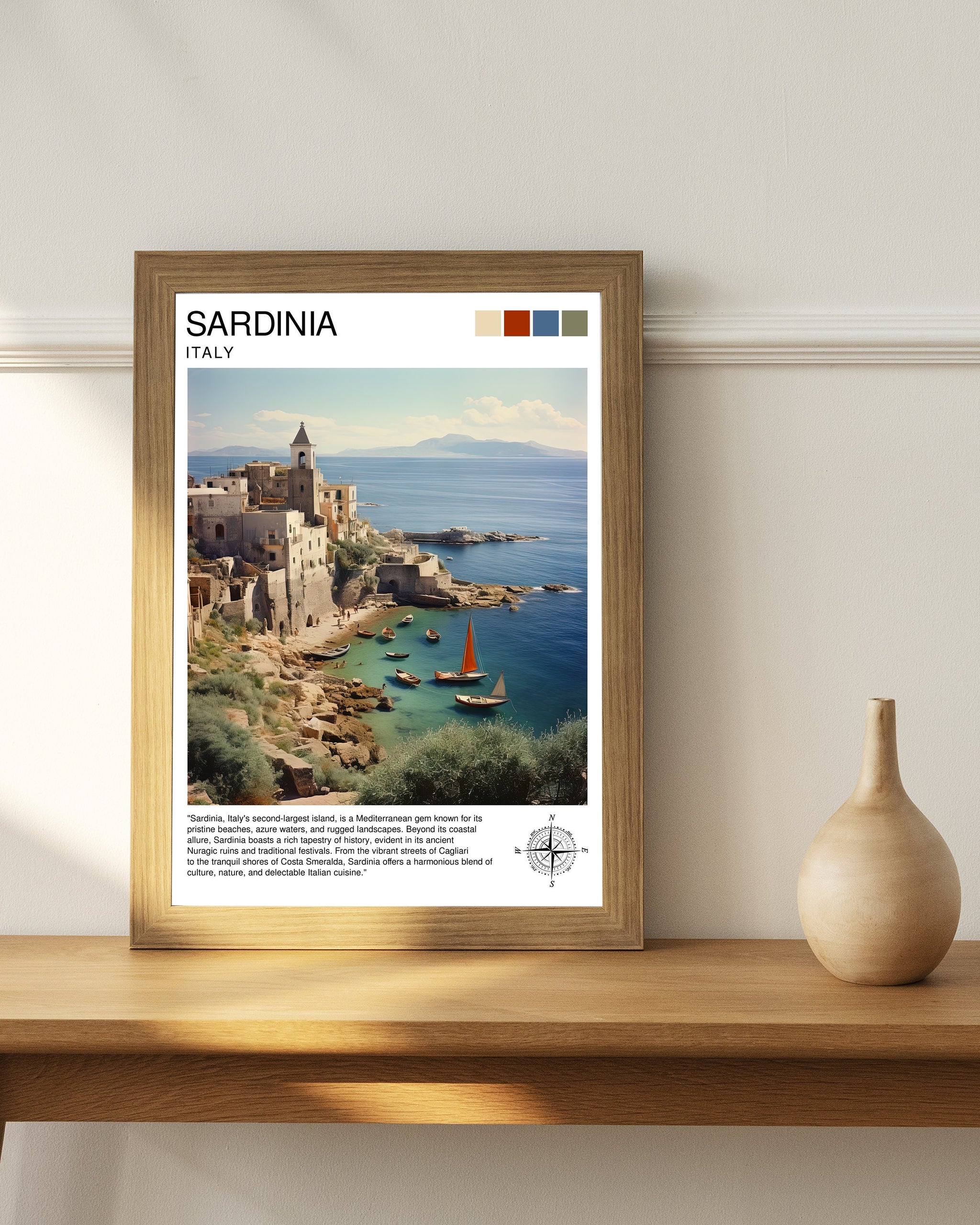 Sardinia Italy Travel Print Sardinia Wall Decor Sardinia Poster Italy Travel Prints Sardinia Art Print Sardinia Illustration Sardinia Wall