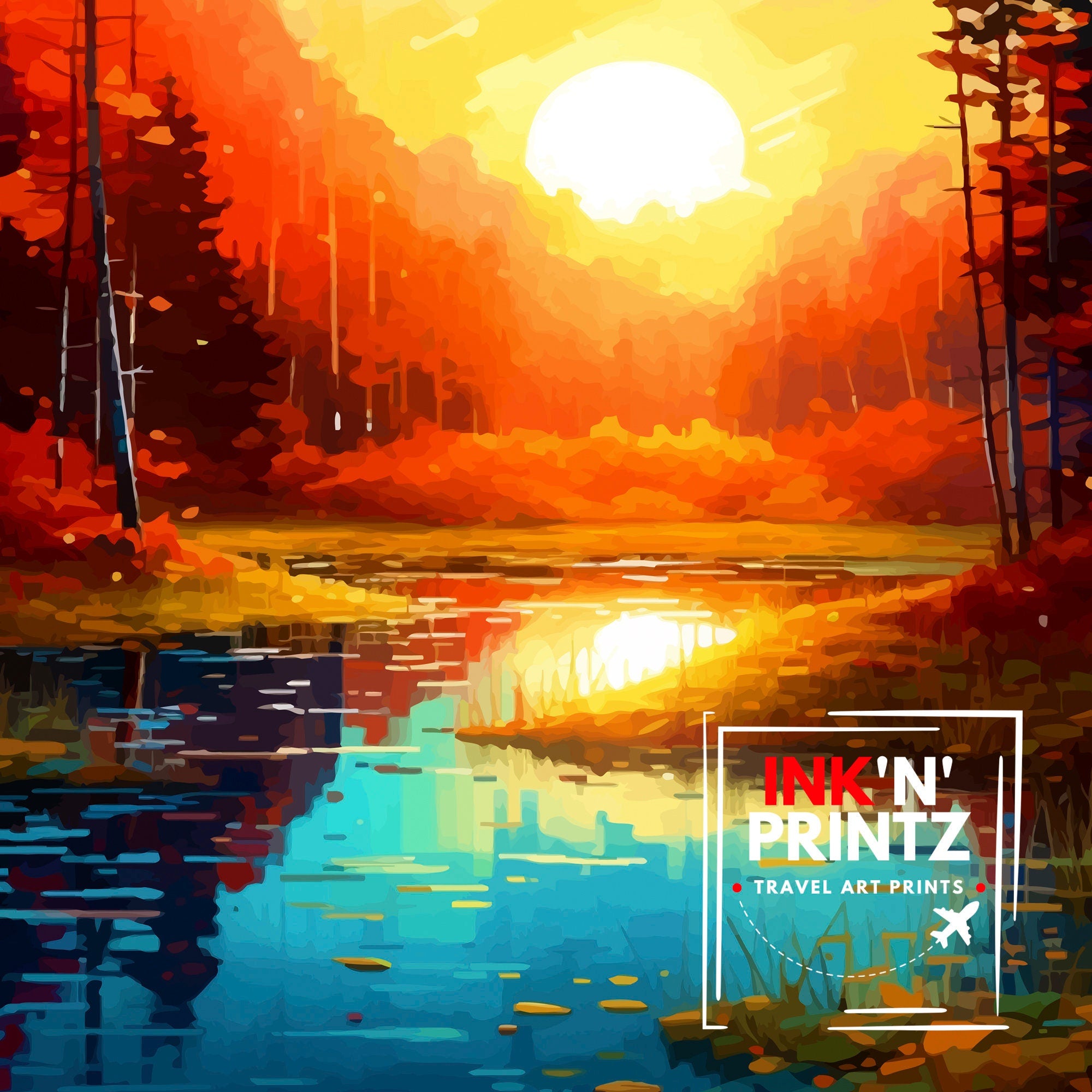 Michigan Travel Poster | Sunset Landscape Art Print