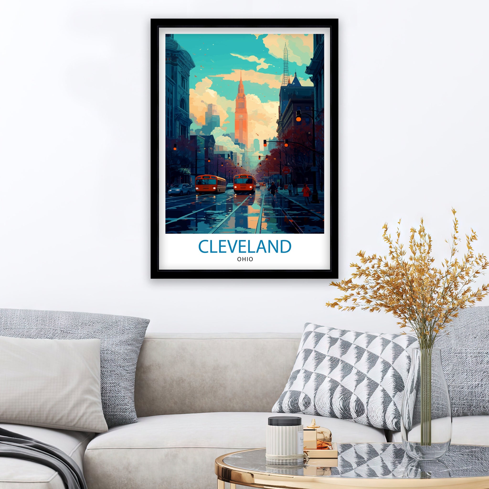 Cleveland Ohio Travel Print| Cleveland Wall Decor Cleveland Poster USA Travel Prints Cleveland Art Print Cleveland Illustration Cleveland