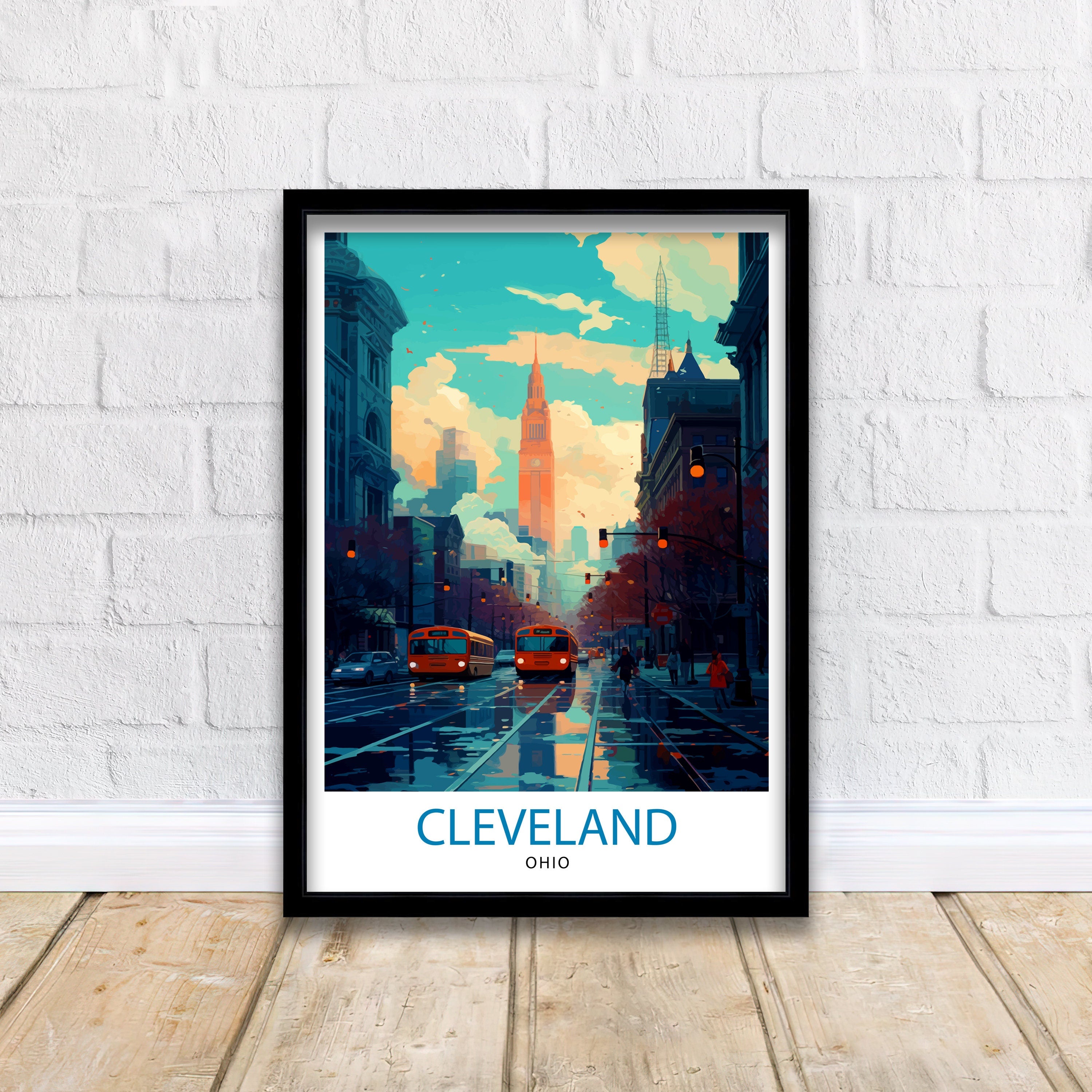 Cleveland Ohio Travel Print| Cleveland Wall Decor Cleveland Poster USA Travel Prints Cleveland Art Print Cleveland Illustration Cleveland