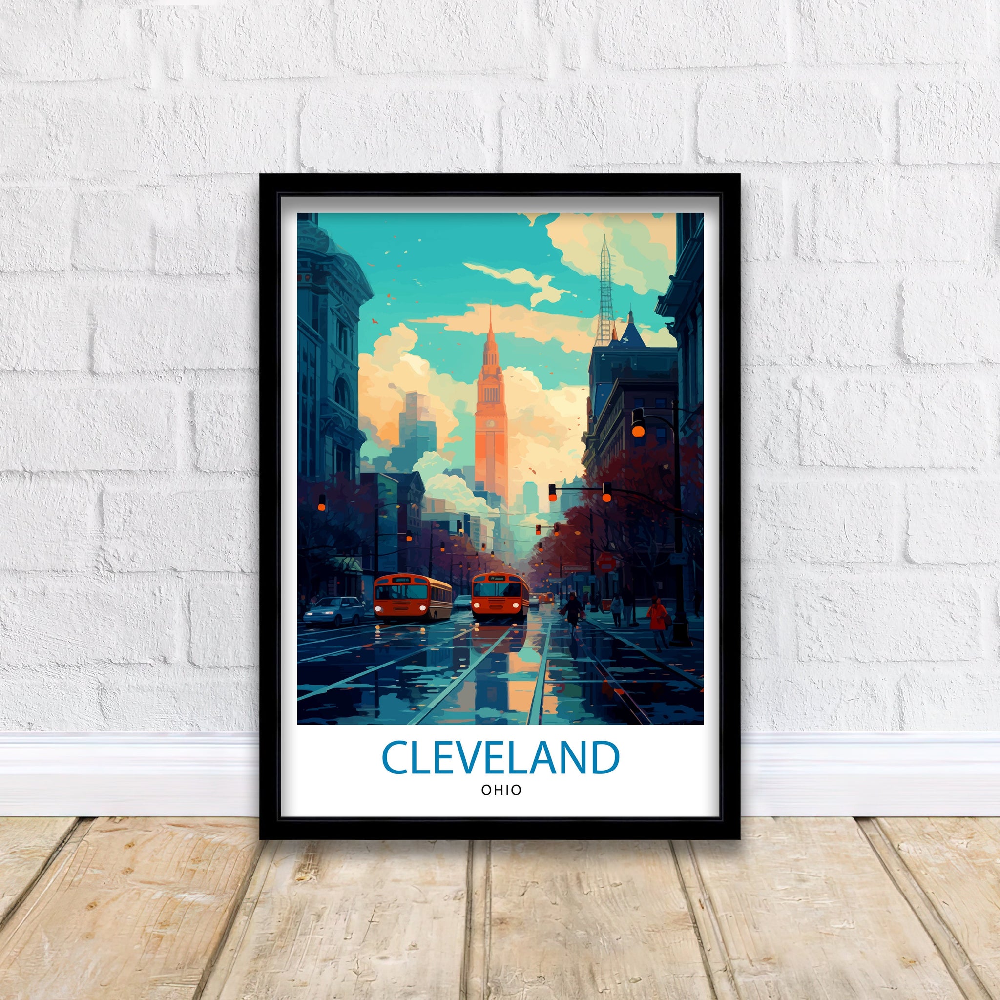 Cleveland Ohio Travel Print| Cleveland Wall Decor Cleveland Poster USA Travel Prints Cleveland Art Print Cleveland Illustration Cleveland