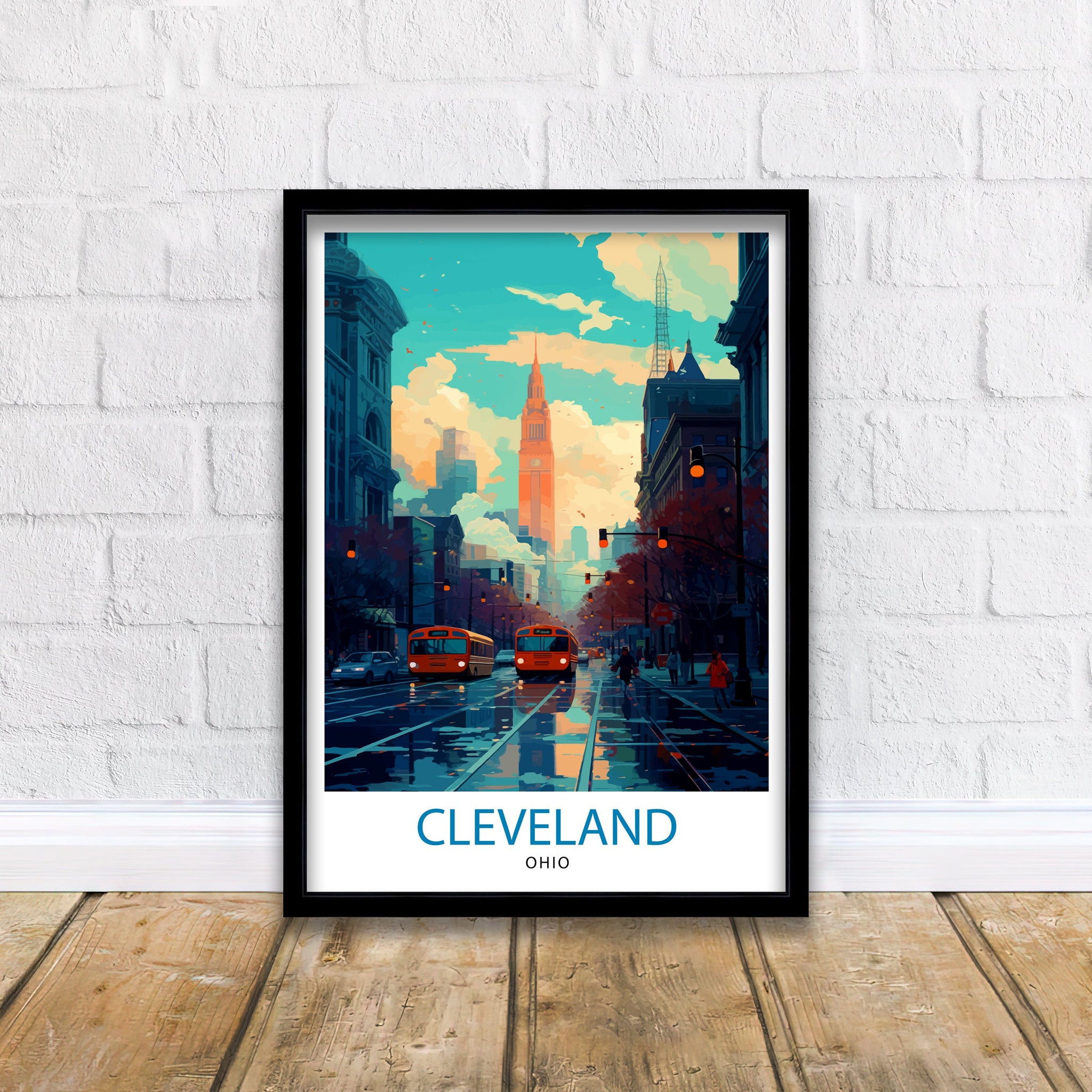 Cleveland Ohio Travel Print| Cleveland Wall Decor Cleveland Poster USA Travel Prints Cleveland Art Print Cleveland Illustration Cleveland