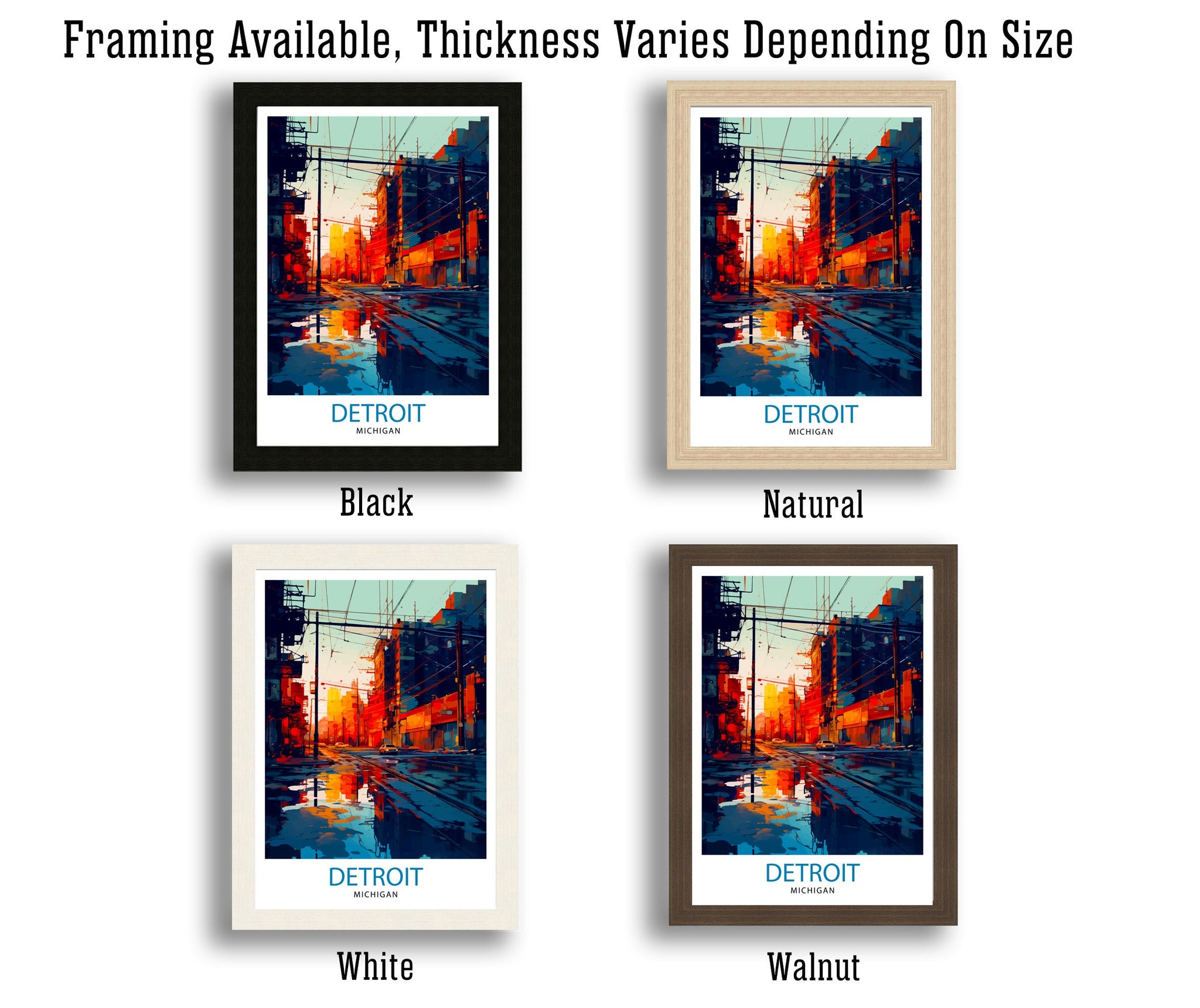 Detroit Michigan Travel Print| Detroit Wall Decor Detroit Poster USA Travel Prints Detroit Art Print Detroit Illustration Detroit Wall Art