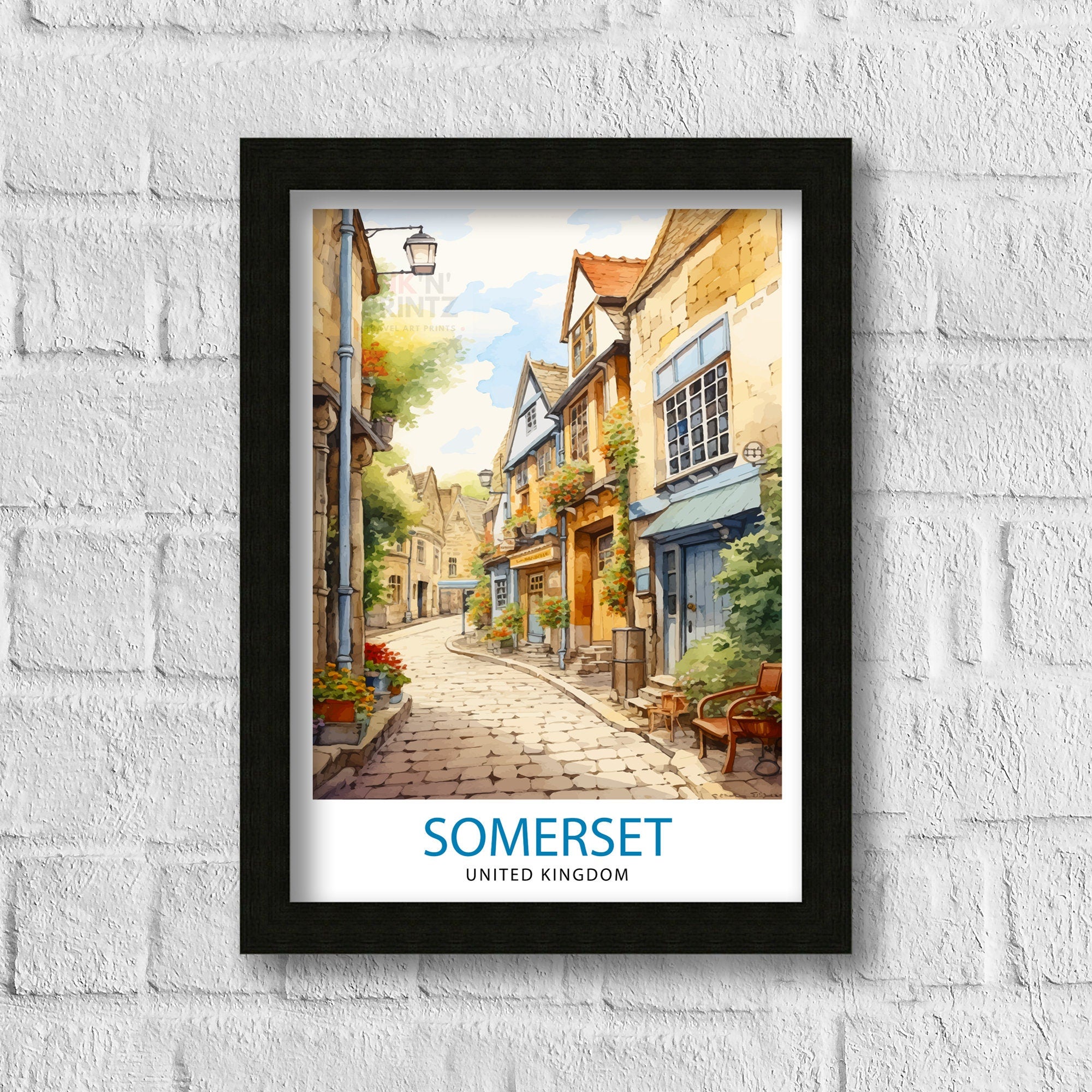 Somerset UK Travel Print Somerset Wall Decor Somerset Poster UK Travel Prints Somerset Art Print Somerset Illustration Somerset Wall Art