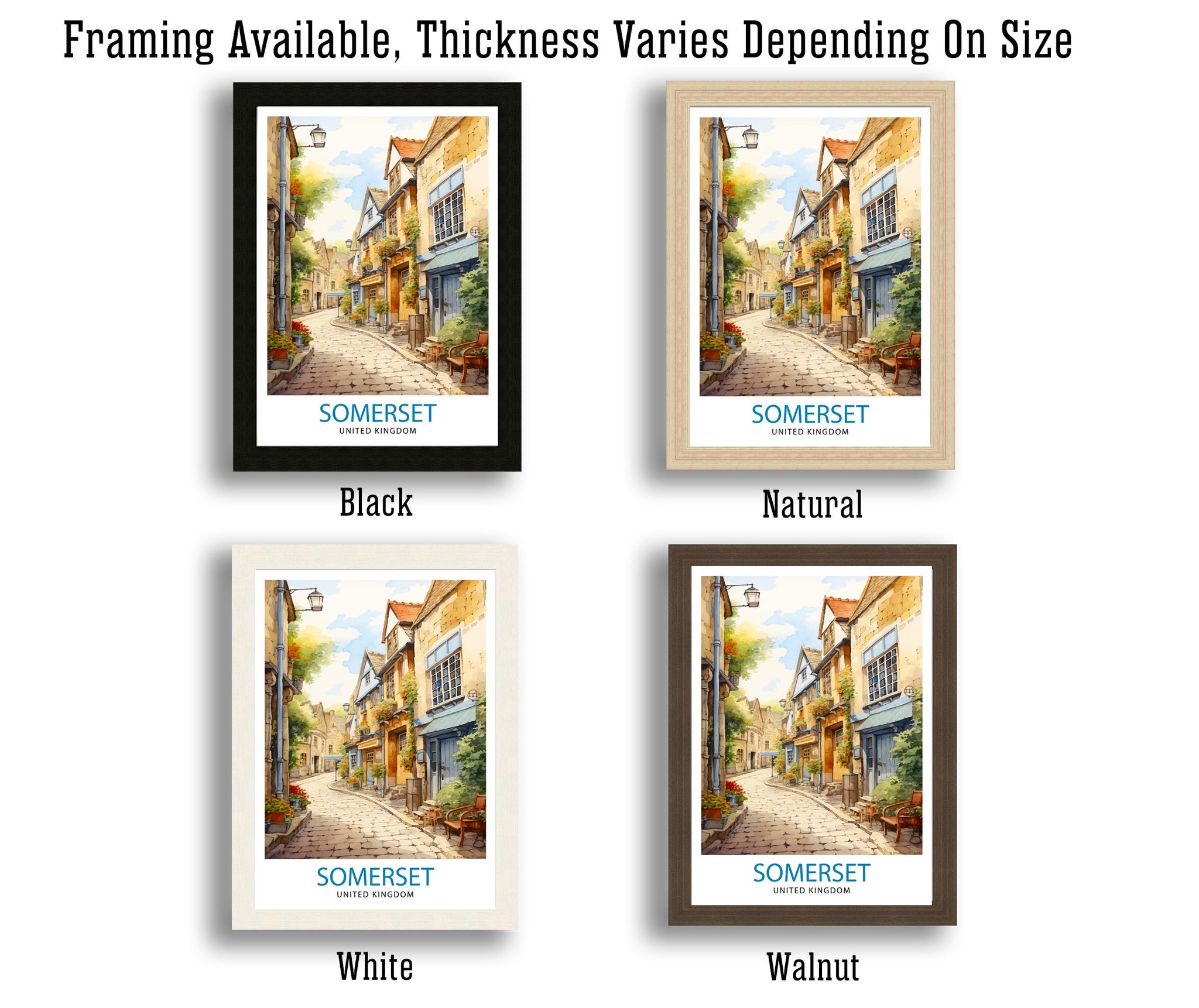 Somerset UK Travel Print Somerset Wall Decor Somerset Poster UK Travel Prints Somerset Art Print Somerset Illustration Somerset Wall Art