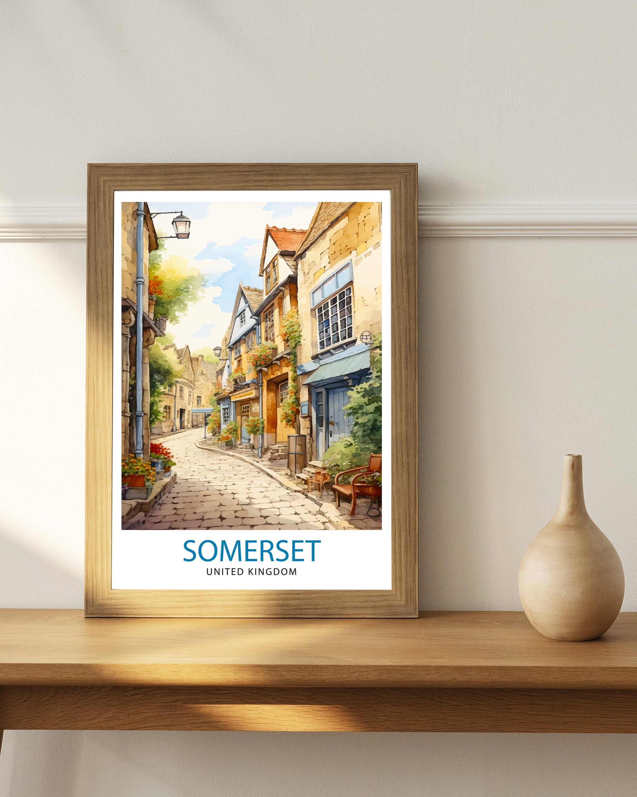 Somerset UK Travel Print Somerset Wall Decor Somerset Poster UK Travel Prints Somerset Art Print Somerset Illustration Somerset Wall Art