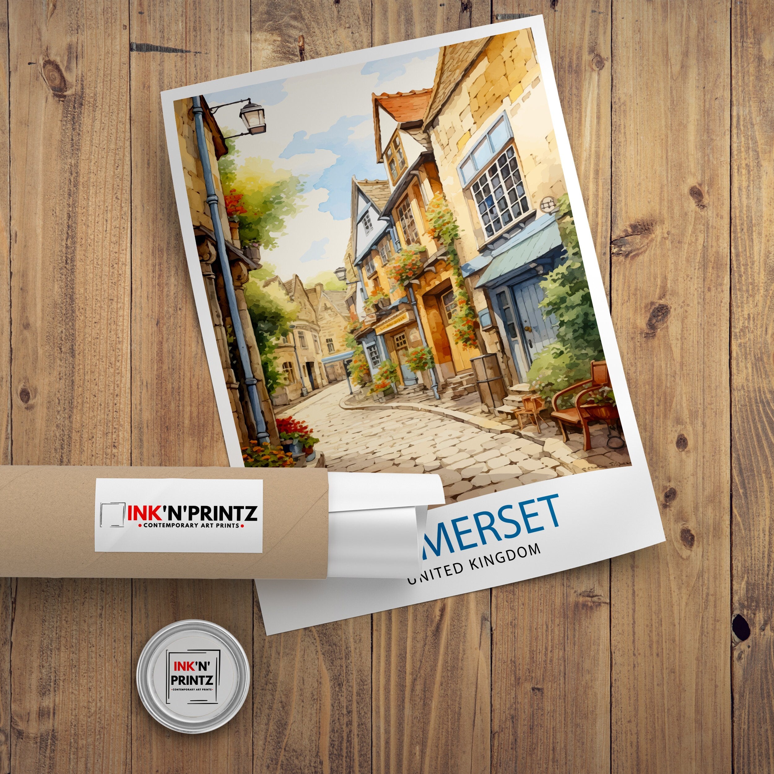 Somerset UK Travel Print Somerset Wall Decor Somerset Poster UK Travel Prints Somerset Art Print Somerset Illustration Somerset Wall Art
