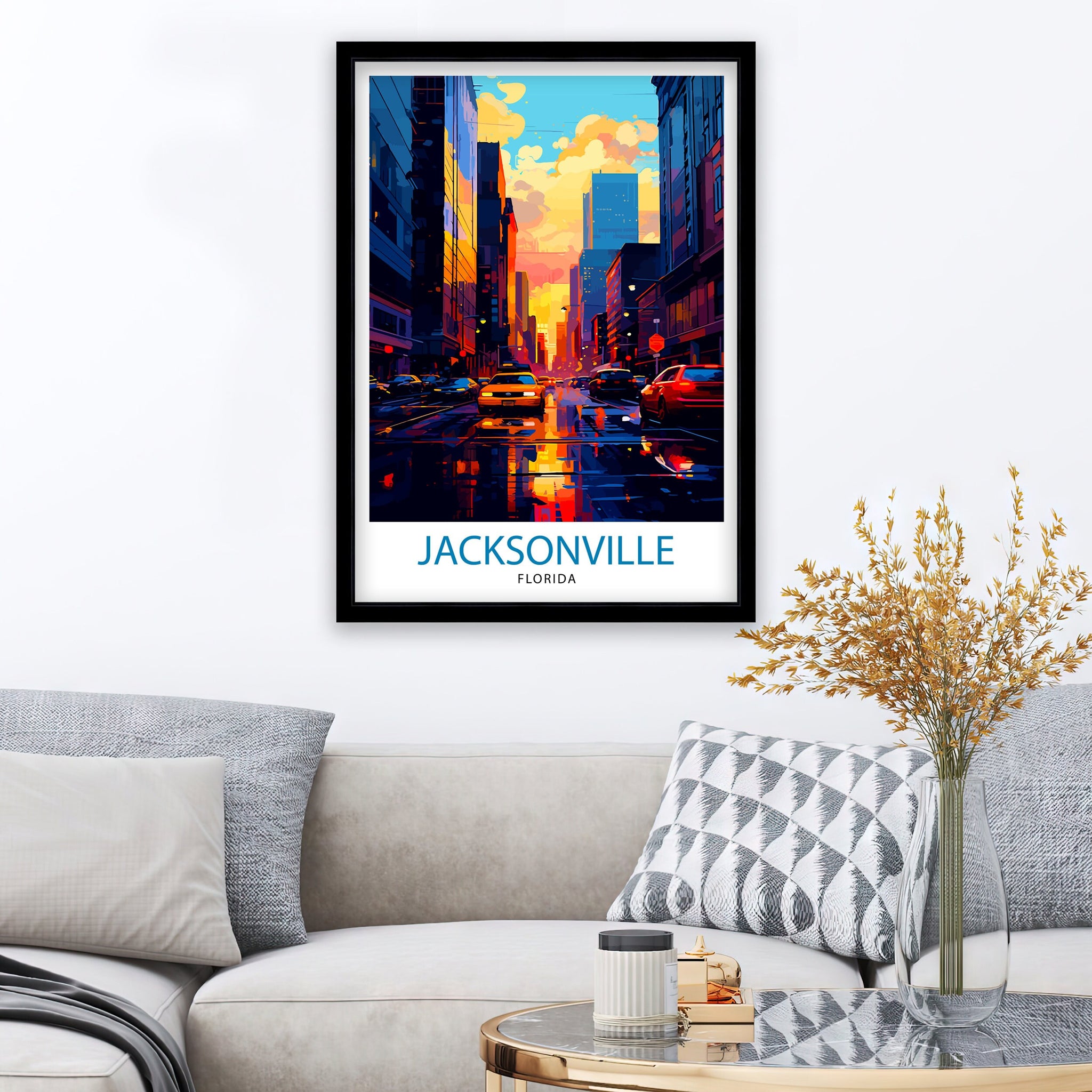 Jacksonville Florida Travel Print| Jacksonville Wall Decor Jacksonville Poster USA Travel Prints Jacksonville Art Print Jacksonville