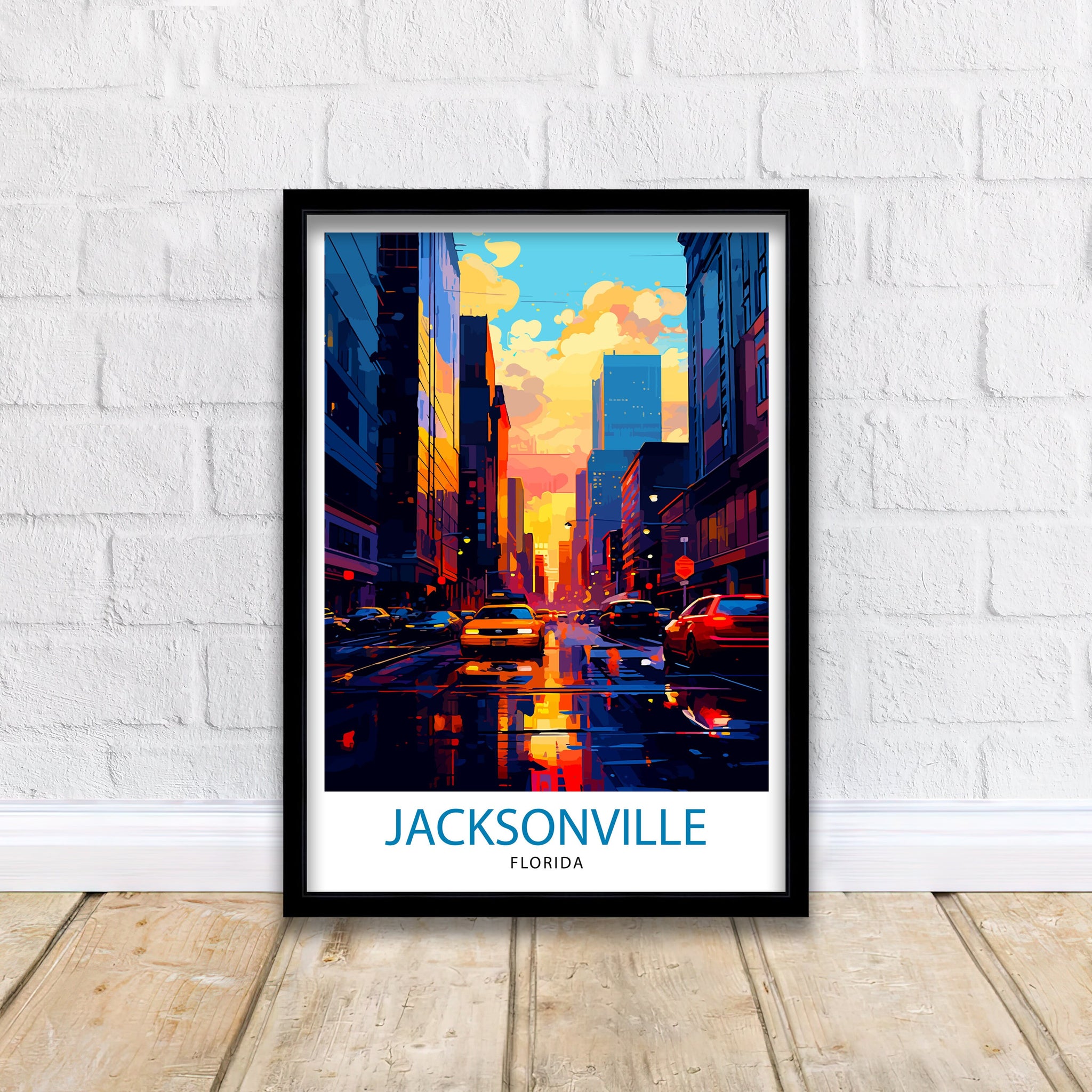 Jacksonville Florida Travel Print| Jacksonville Wall Decor Jacksonville Poster USA Travel Prints Jacksonville Art Print Jacksonville