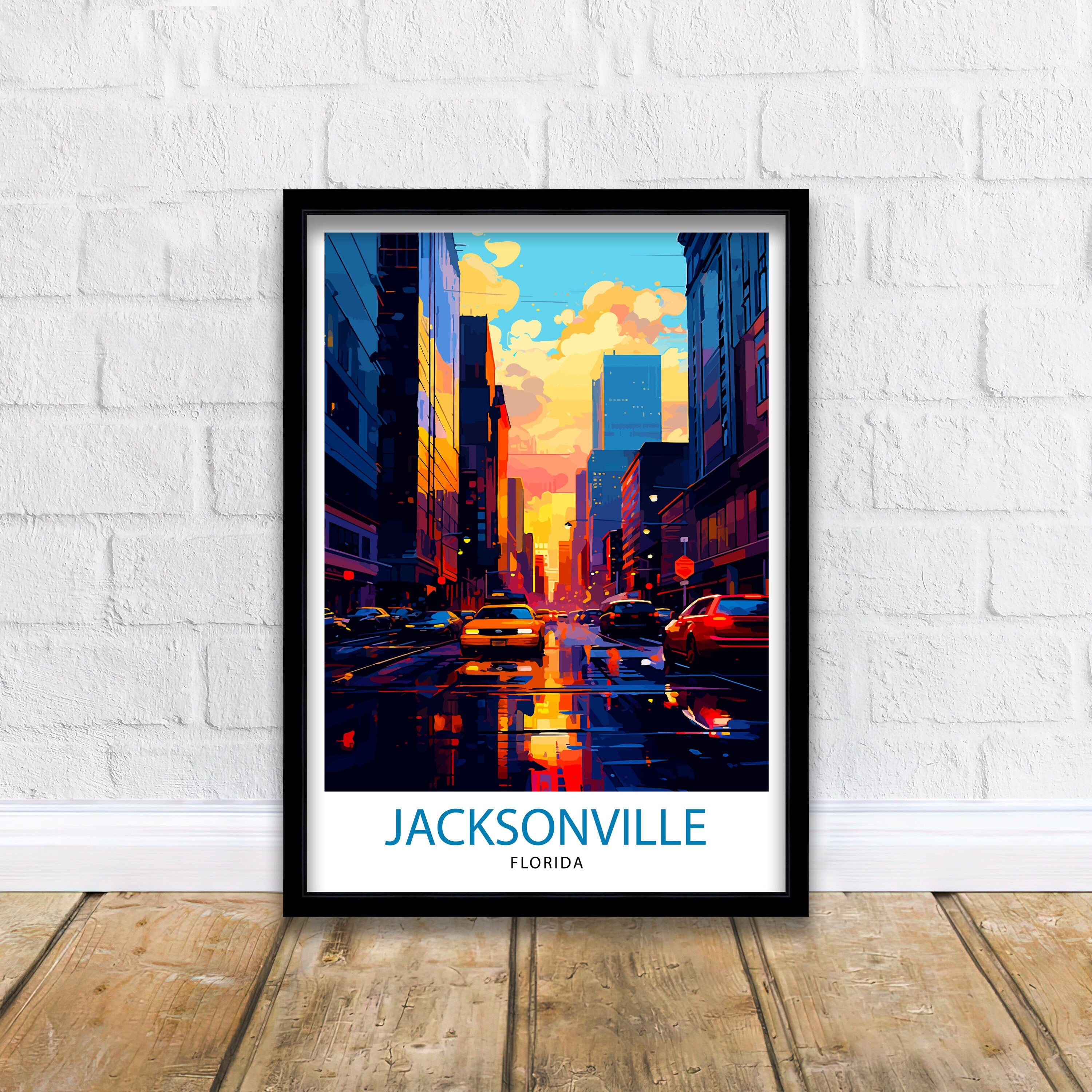 Jacksonville Florida Travel Print| Jacksonville Wall Decor Jacksonville Poster USA Travel Prints Jacksonville Art Print Jacksonville