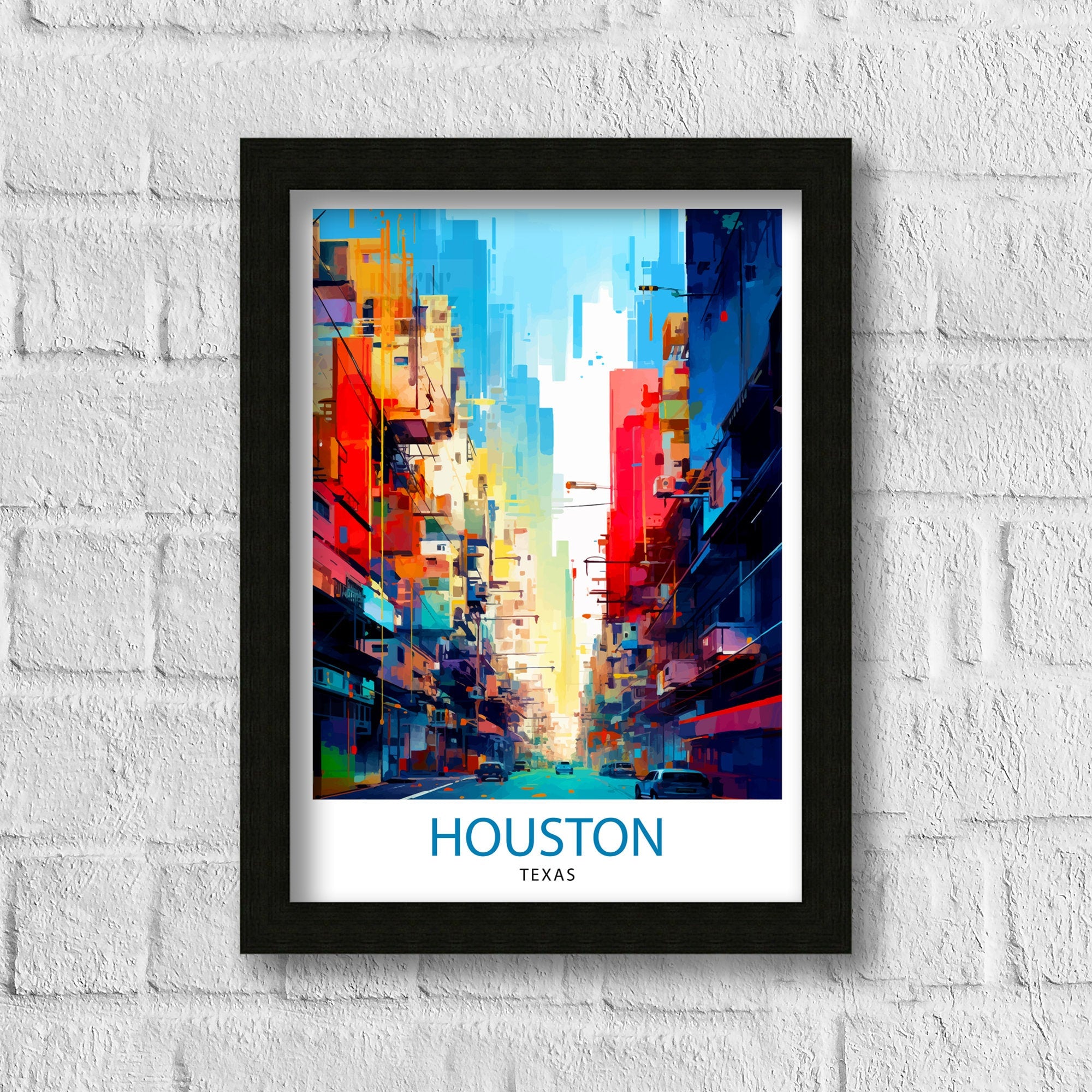 Houston Texas Travel Print| Houston Wall Art Texas Decor Houston Cityscape Travel Poster Houston Skyline Houston Souvenir