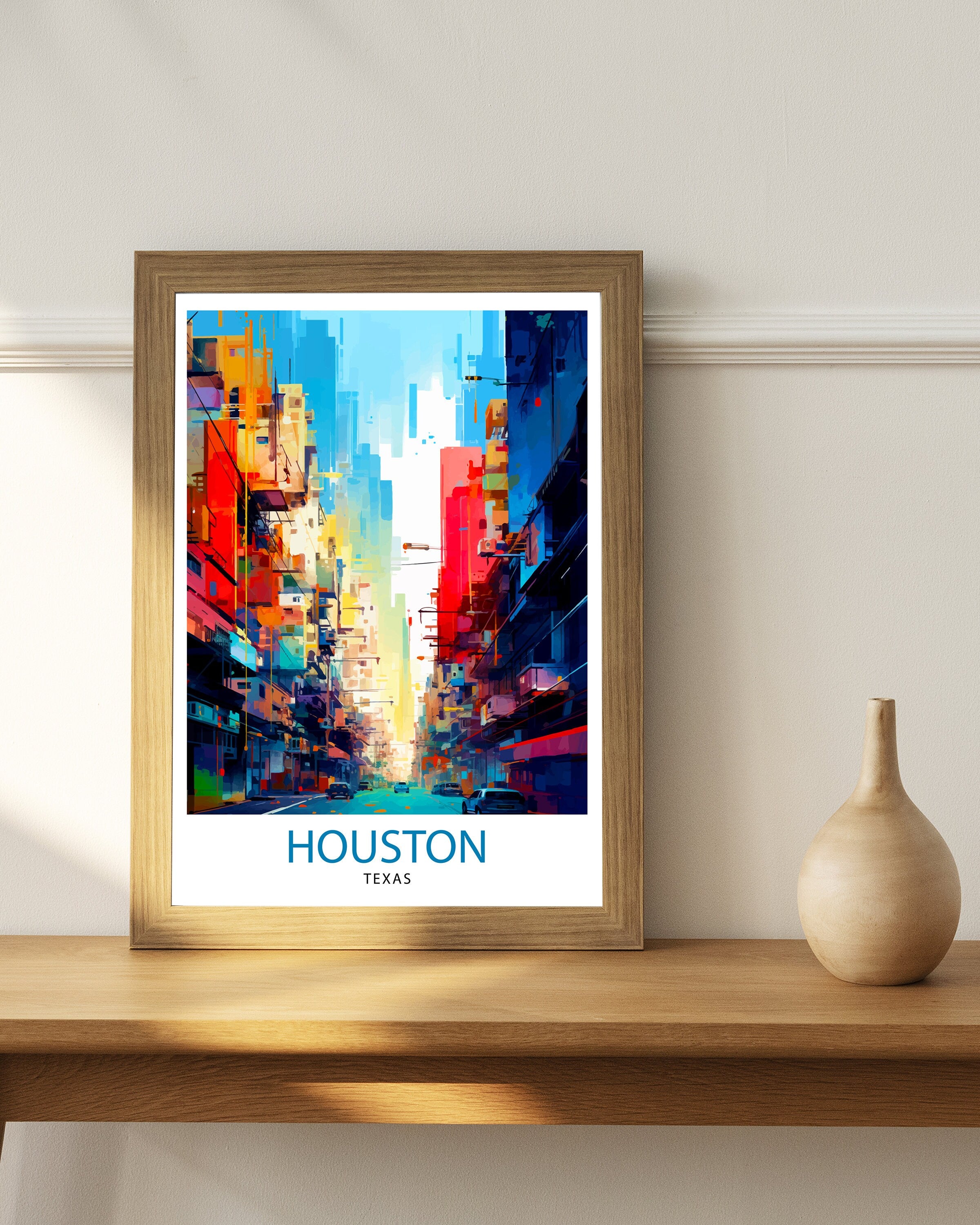 Houston Texas Travel Print| Houston Wall Art Texas Decor Houston Cityscape Travel Poster Houston Skyline Houston Souvenir