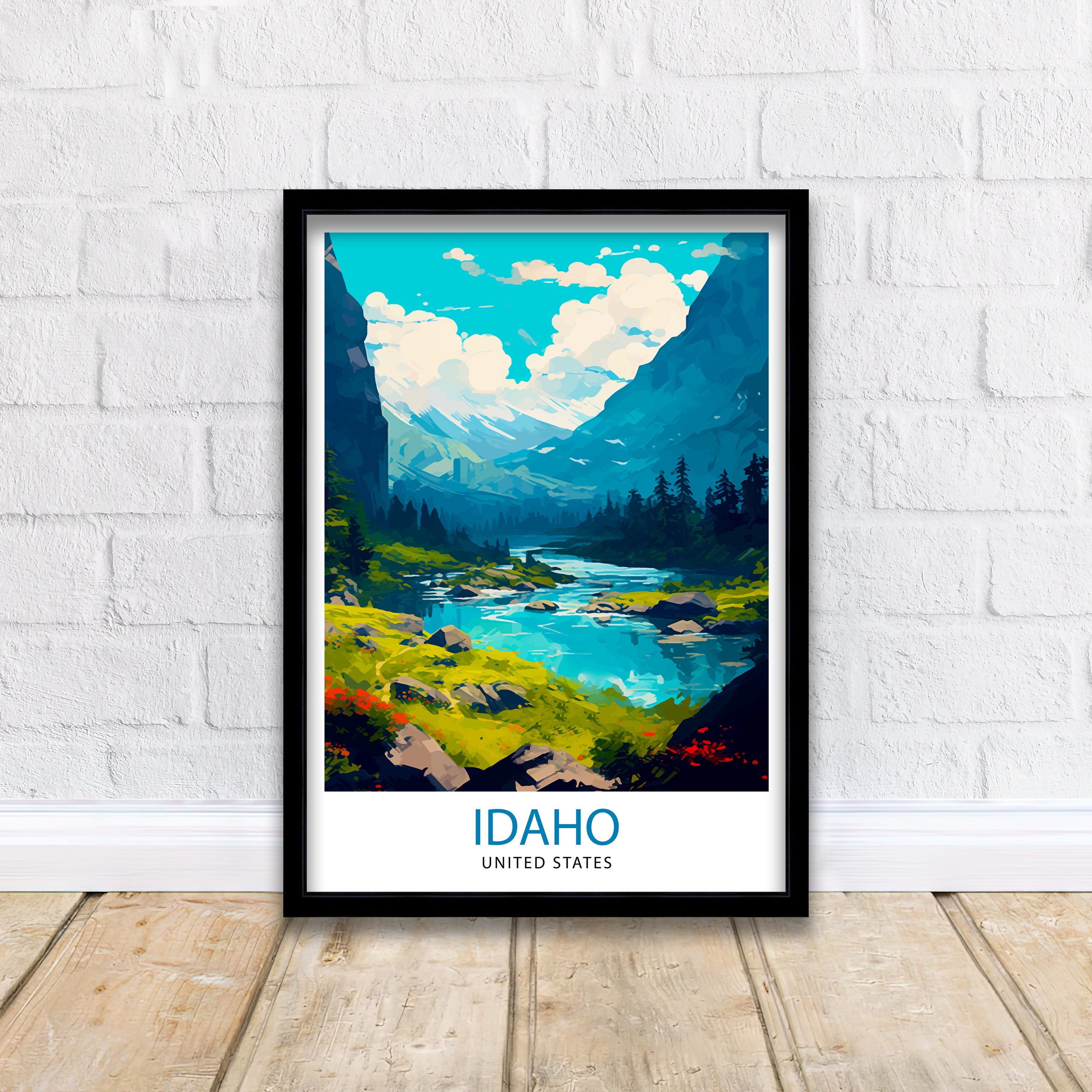 Idaho Travel Print| Idaho Wall Decor Idaho Poster USA Travel Prints Idaho Art Print Idaho Illustration Idaho Wall Art