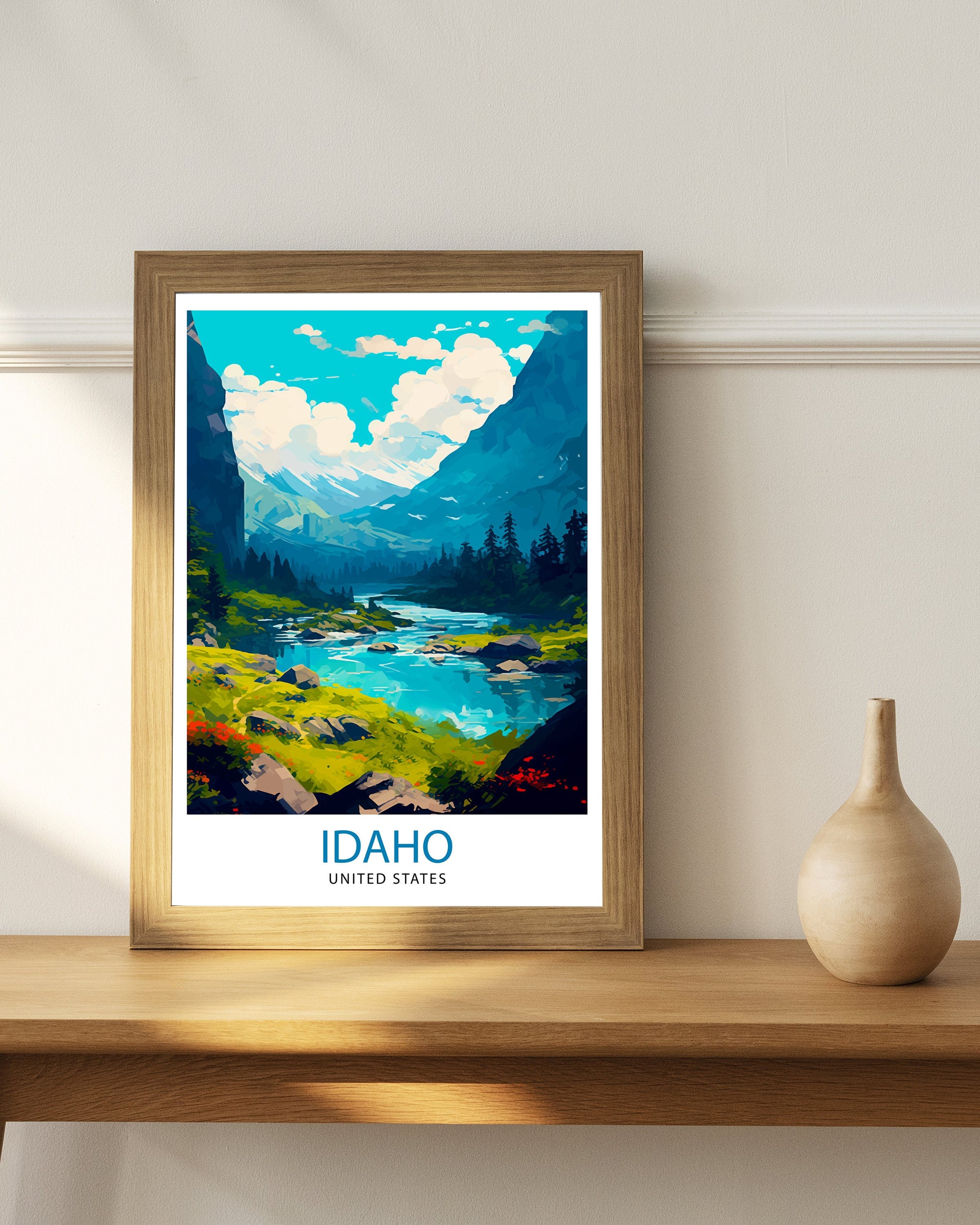 Idaho Travel Print| Idaho Wall Decor Idaho Poster USA Travel Prints Idaho Art Print Idaho Illustration Idaho Wall Art