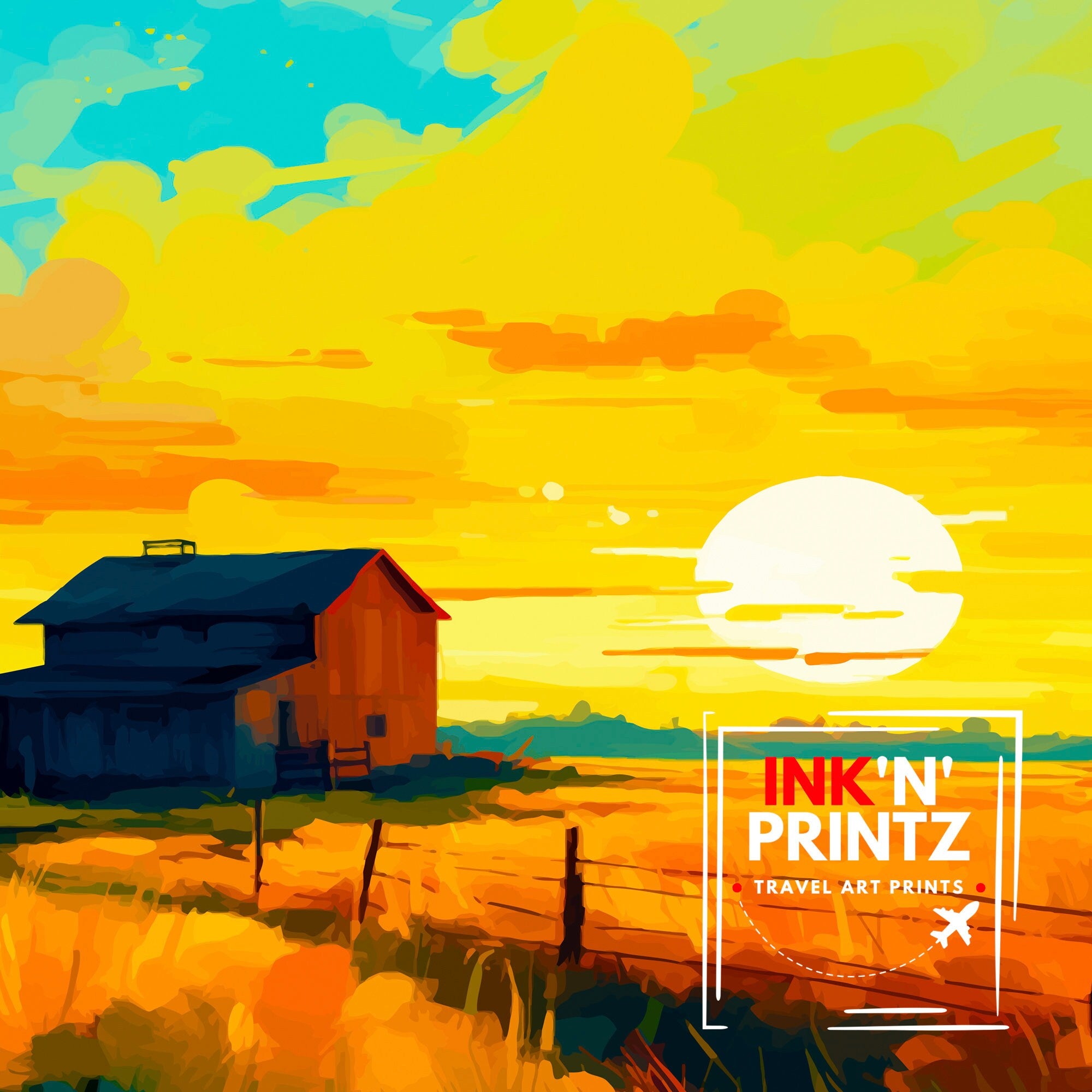 Iowa USA Travel Print| Iowa Wall Decor Iowa Poster USA Travel Prints Iowa Art Print Iowa Illustration Iowa Wall Art