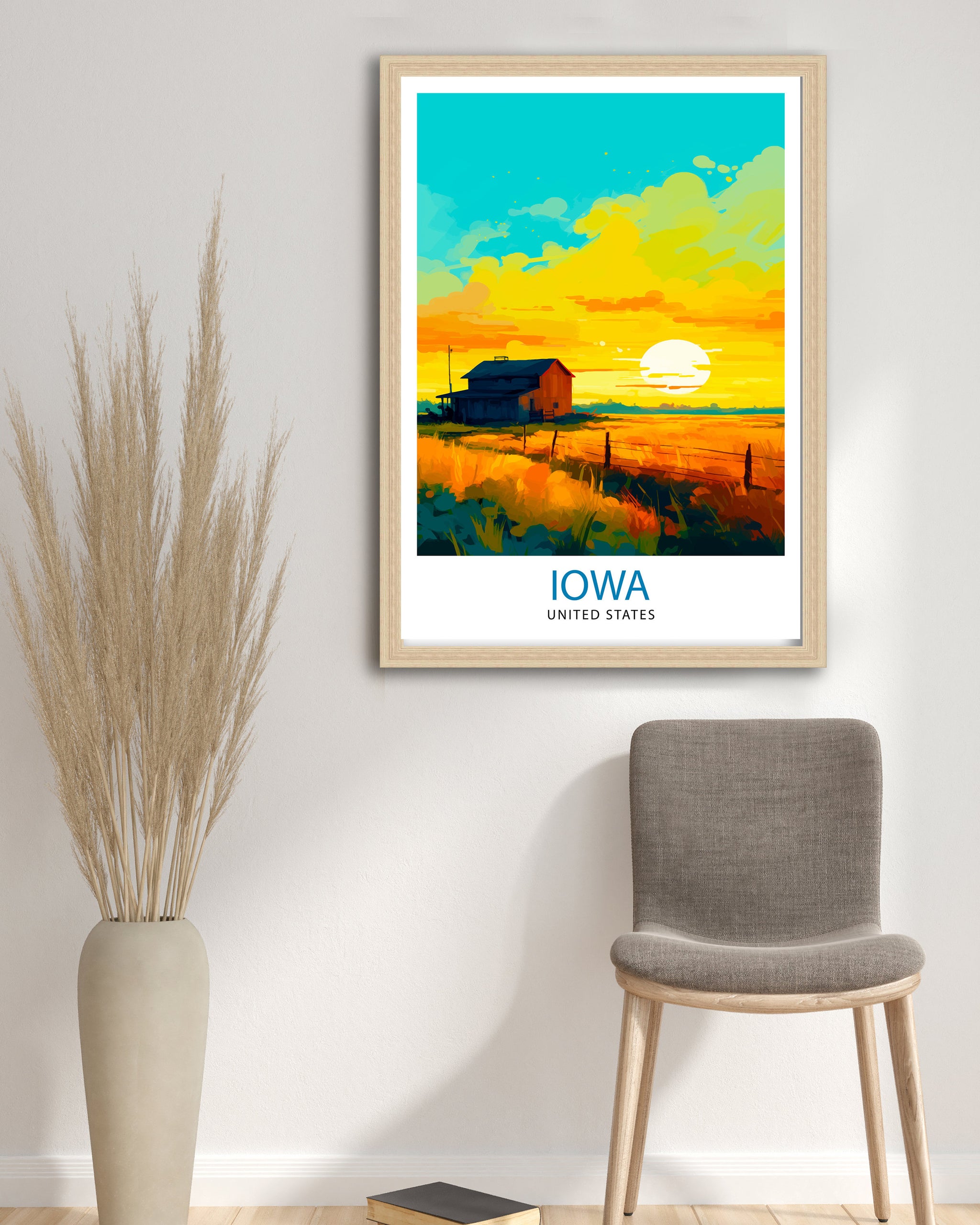 Iowa USA Travel Print| Iowa Wall Decor Iowa Poster USA Travel Prints Iowa Art Print Iowa Illustration Iowa Wall Art