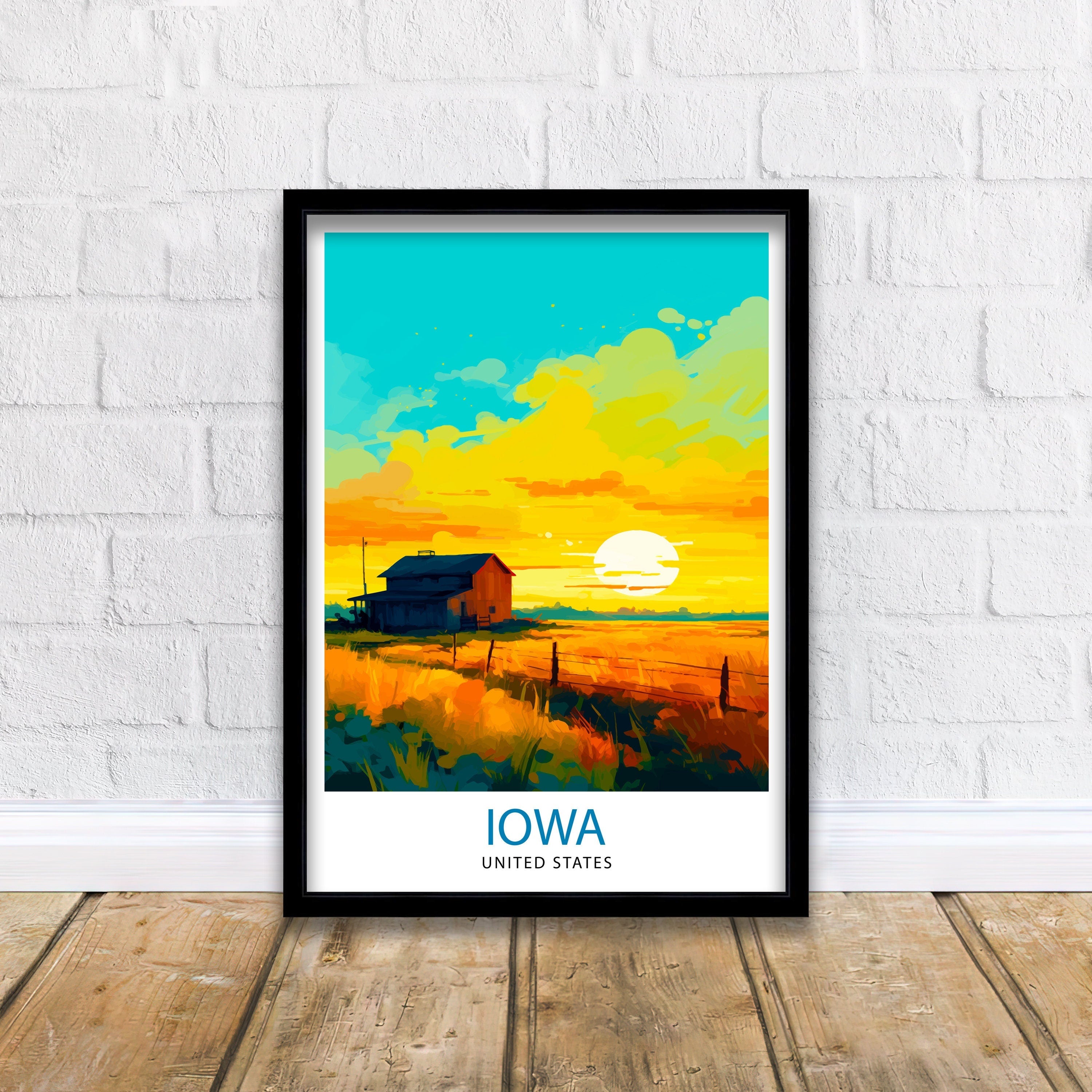 Iowa USA Travel Print| Iowa Wall Decor Iowa Poster USA Travel Prints Iowa Art Print Iowa Illustration Iowa Wall Art