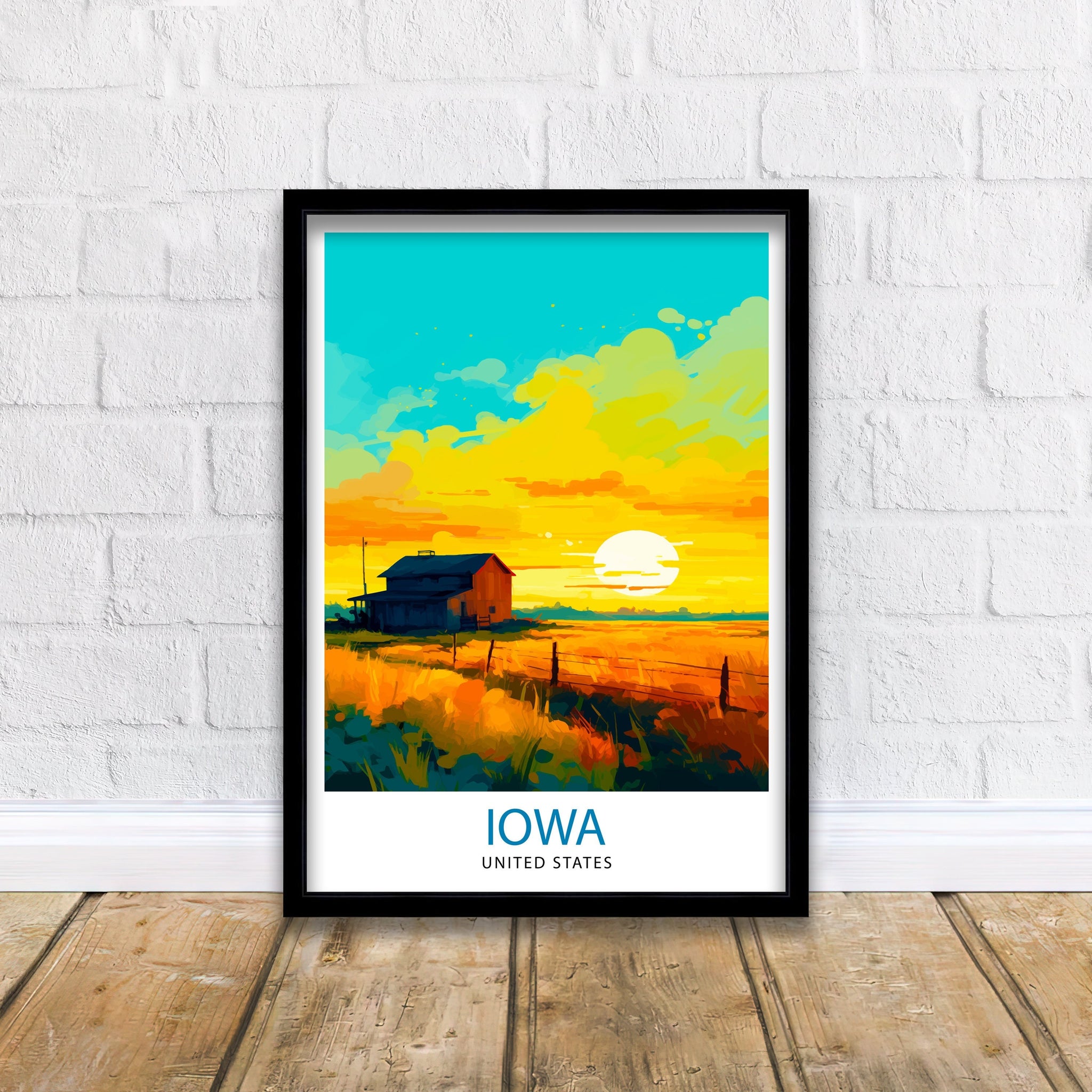 Iowa USA Travel Print| Iowa Wall Decor Iowa Poster USA Travel Prints Iowa Art Print Iowa Illustration Iowa Wall Art