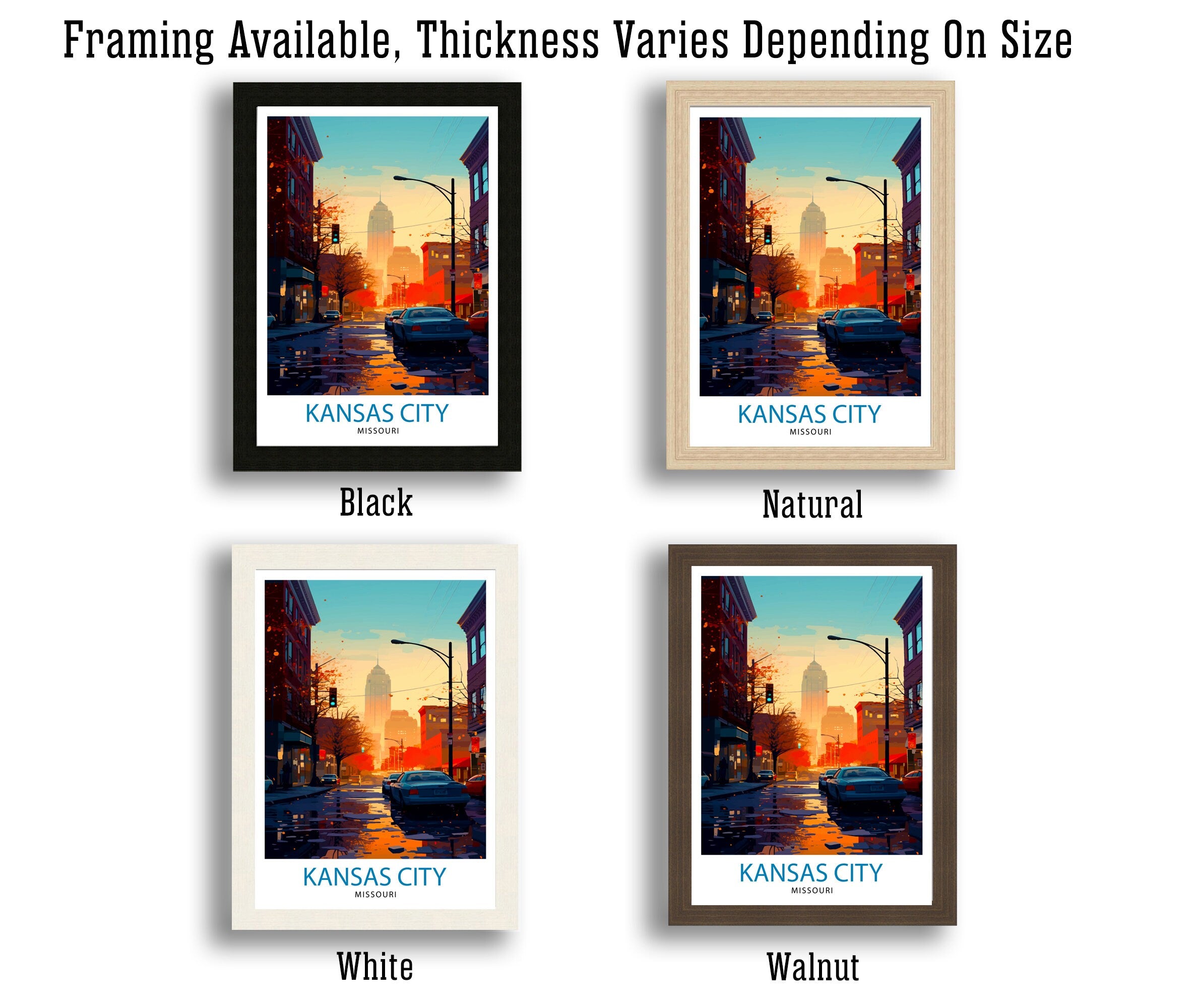 Kansas City Missouri Travel Print Kansas City Wall Decor Kansas City Poster USA Travel Prints Kansas City Art Print Kansas City Illustration