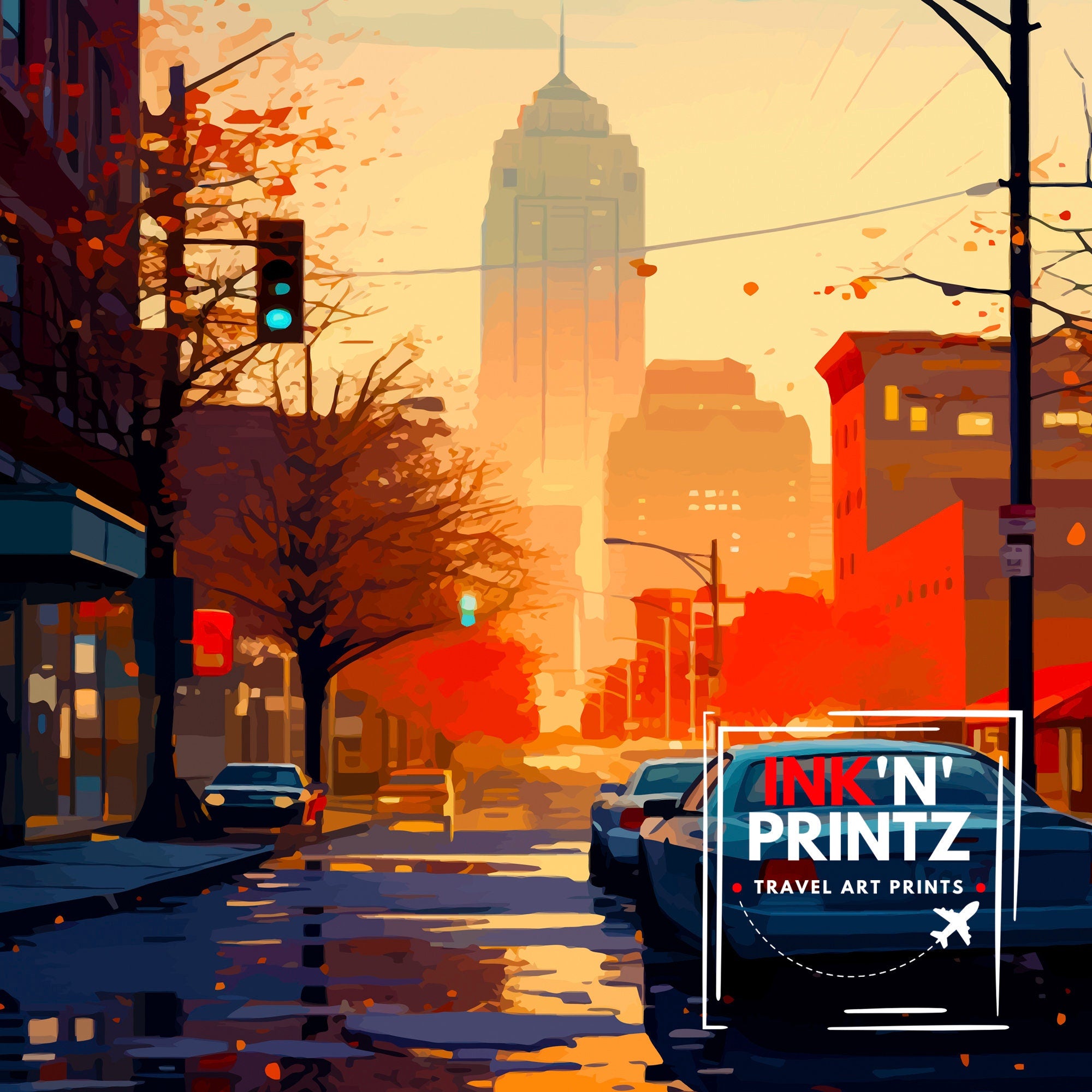 Kansas City Missouri Travel Print Kansas City Wall Decor Kansas City Poster USA Travel Prints Kansas City Art Print Kansas City Illustration