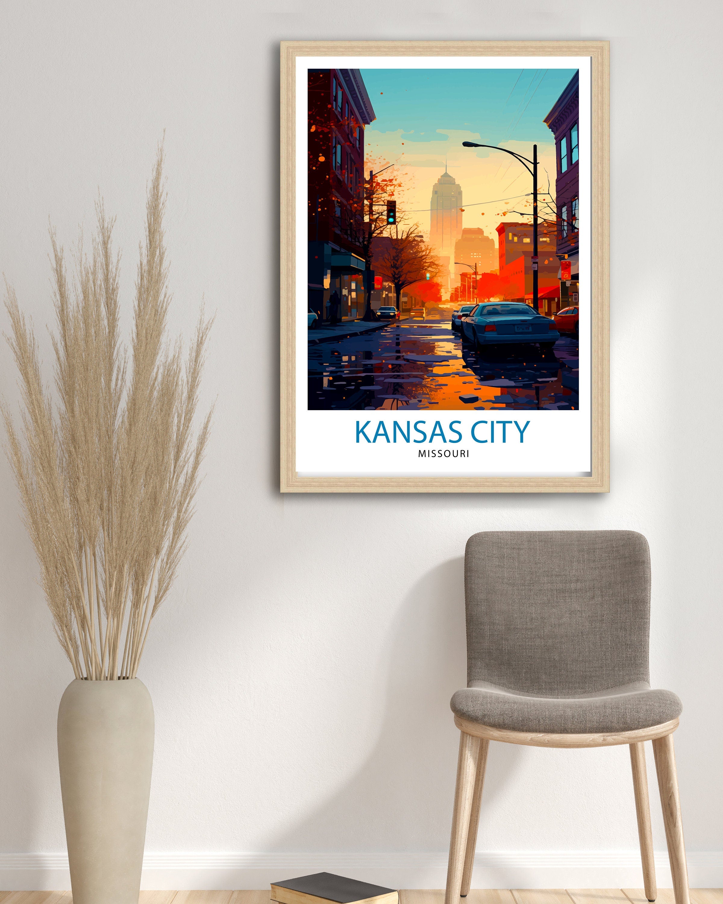 Kansas City Missouri Travel Print Kansas City Wall Decor Kansas City Poster USA Travel Prints Kansas City Art Print Kansas City Illustration