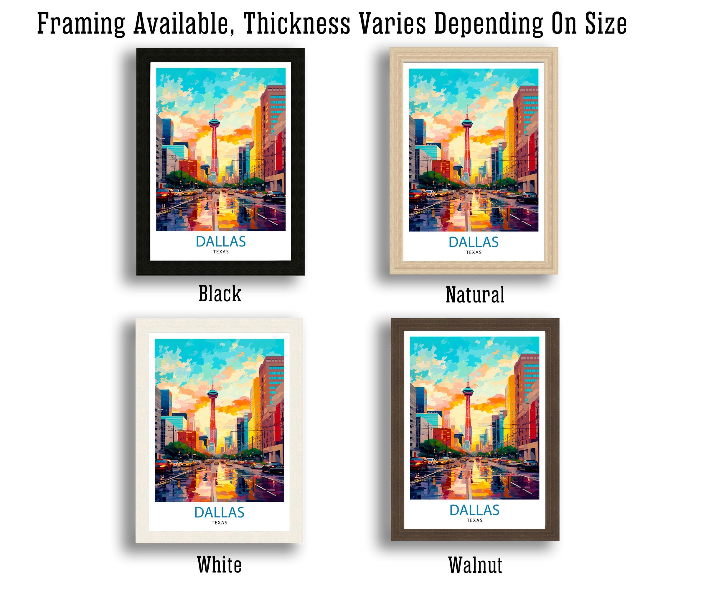 Dallas Texas Travel Print| Dallas Wall Decor Dallas Poster USA Travel Prints Dallas Art Print Dallas Illustration Dallas Wall Art
