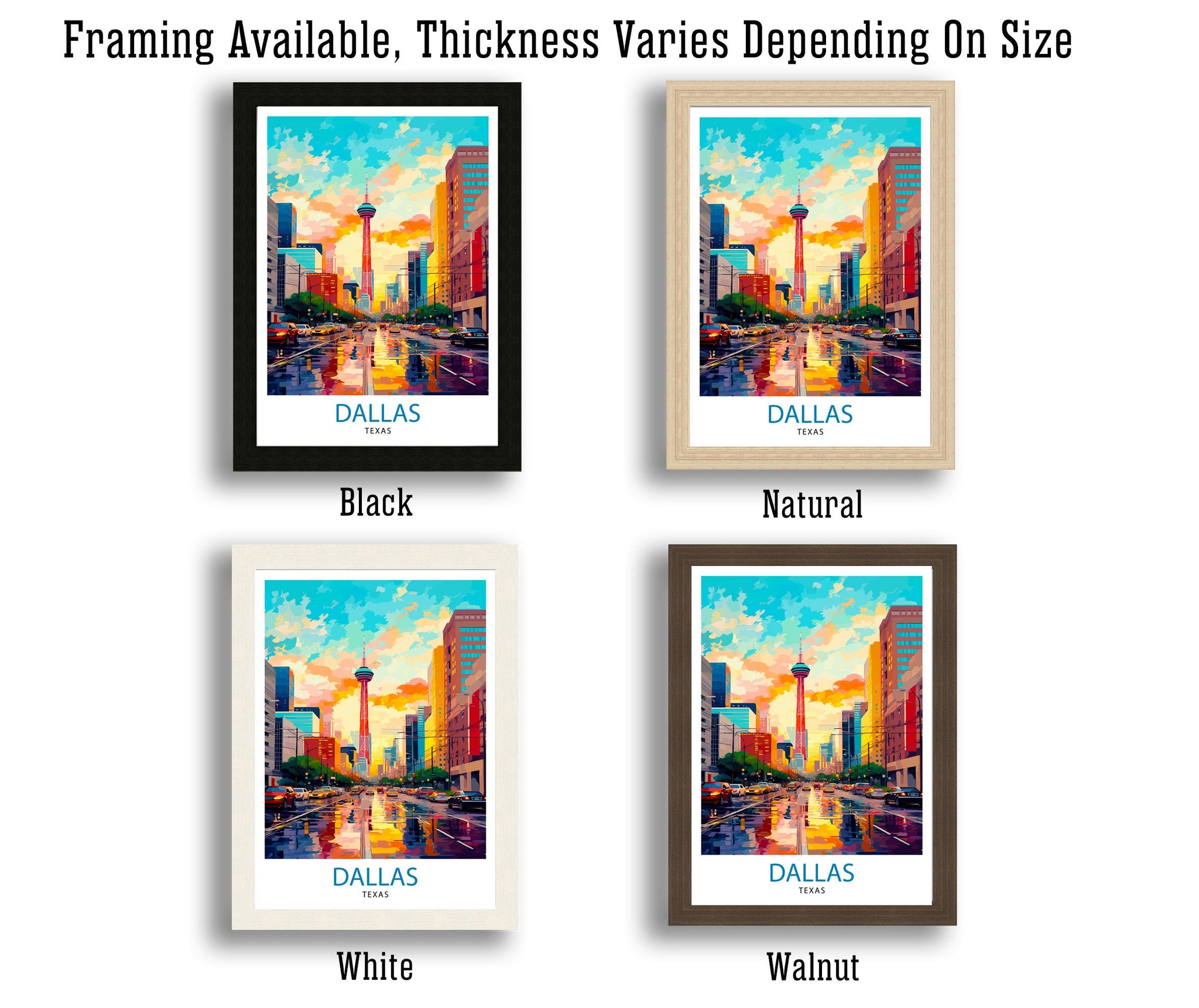 Dallas Texas Travel Print| Dallas Wall Decor Dallas Poster USA Travel Prints Dallas Art Print Dallas Illustration Dallas Wall Art