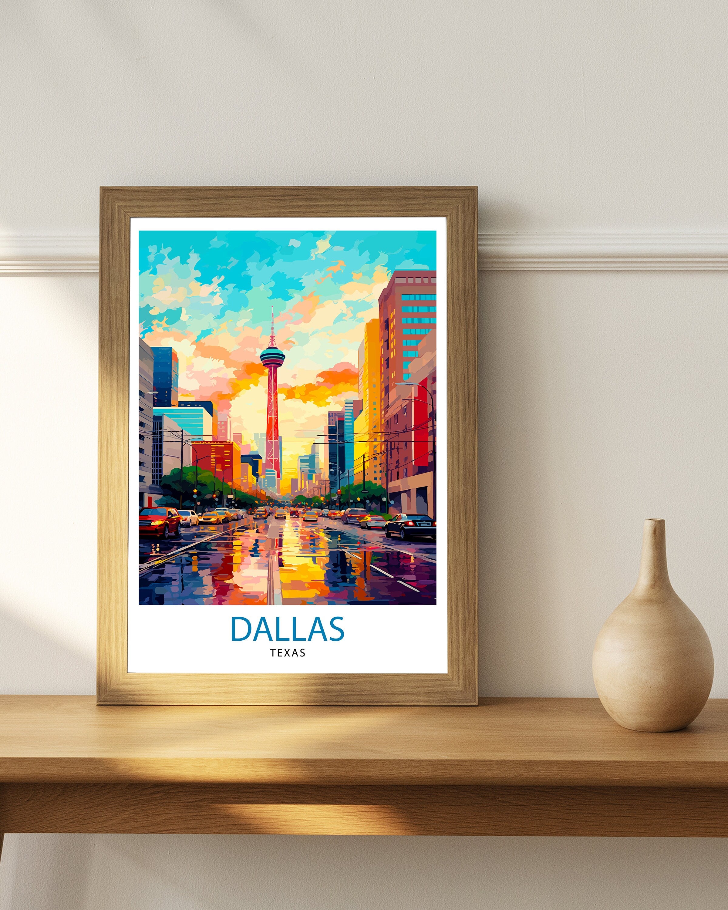 Dallas Texas Travel Print| Dallas Wall Decor Dallas Poster USA Travel Prints Dallas Art Print Dallas Illustration Dallas Wall Art