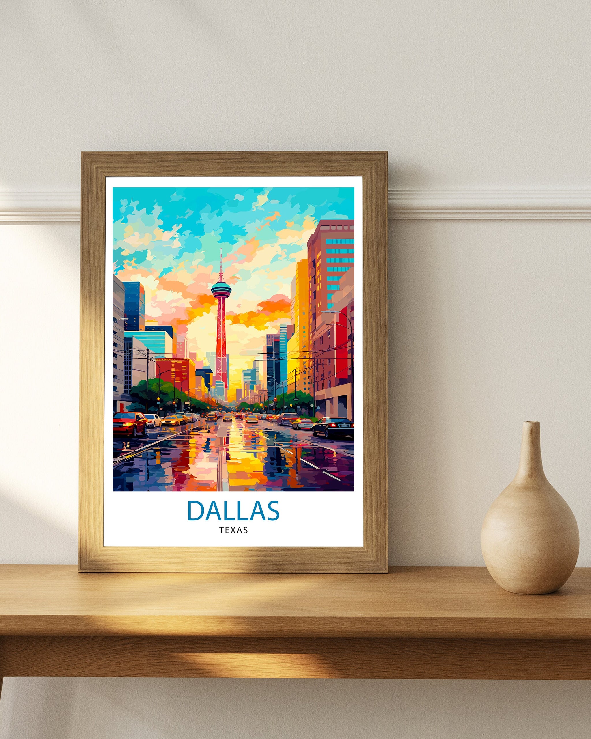 Dallas Texas Travel Print| Dallas Wall Decor Dallas Poster USA Travel Prints Dallas Art Print Dallas Illustration Dallas Wall Art