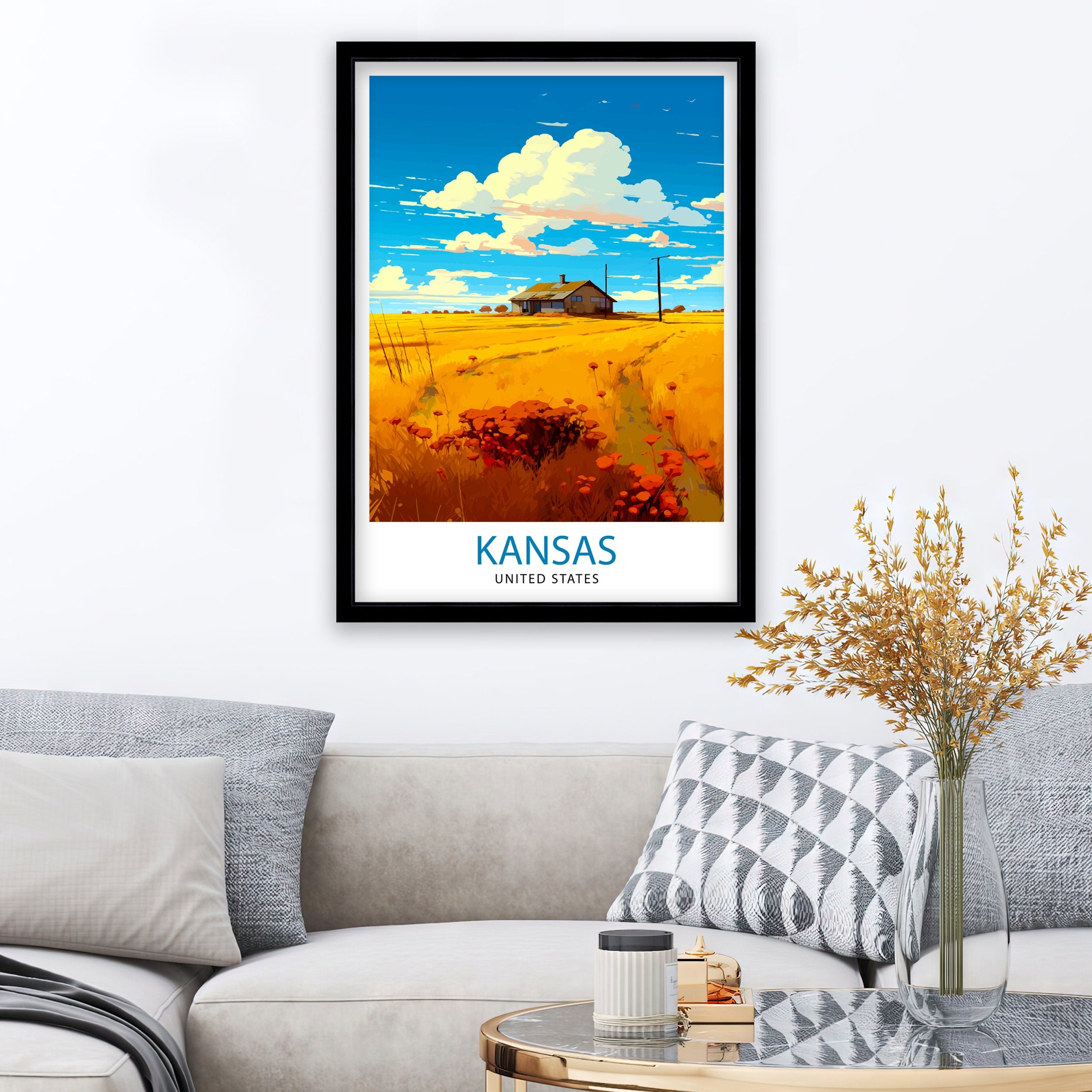 Kansas USA Travel Print| Kansas Wall Decor Kansas Poster USA Travel Prints Kansas Art Print Kansas Illustration Kansas Wall Art