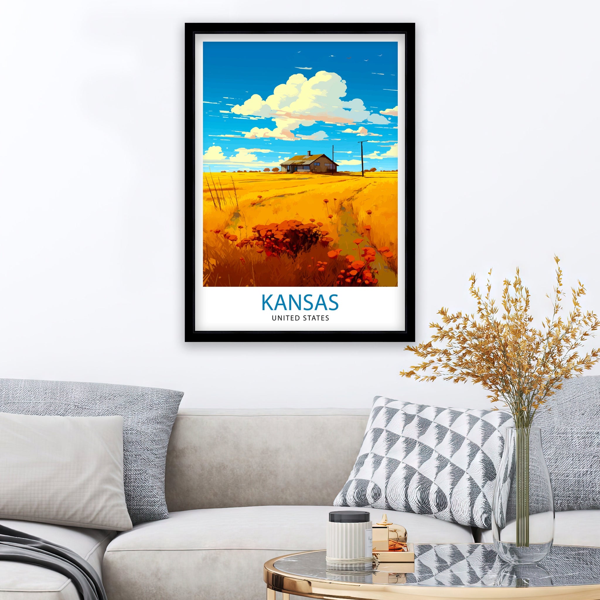 Kansas USA Travel Print| Kansas Wall Decor Kansas Poster USA Travel Prints Kansas Art Print Kansas Illustration Kansas Wall Art