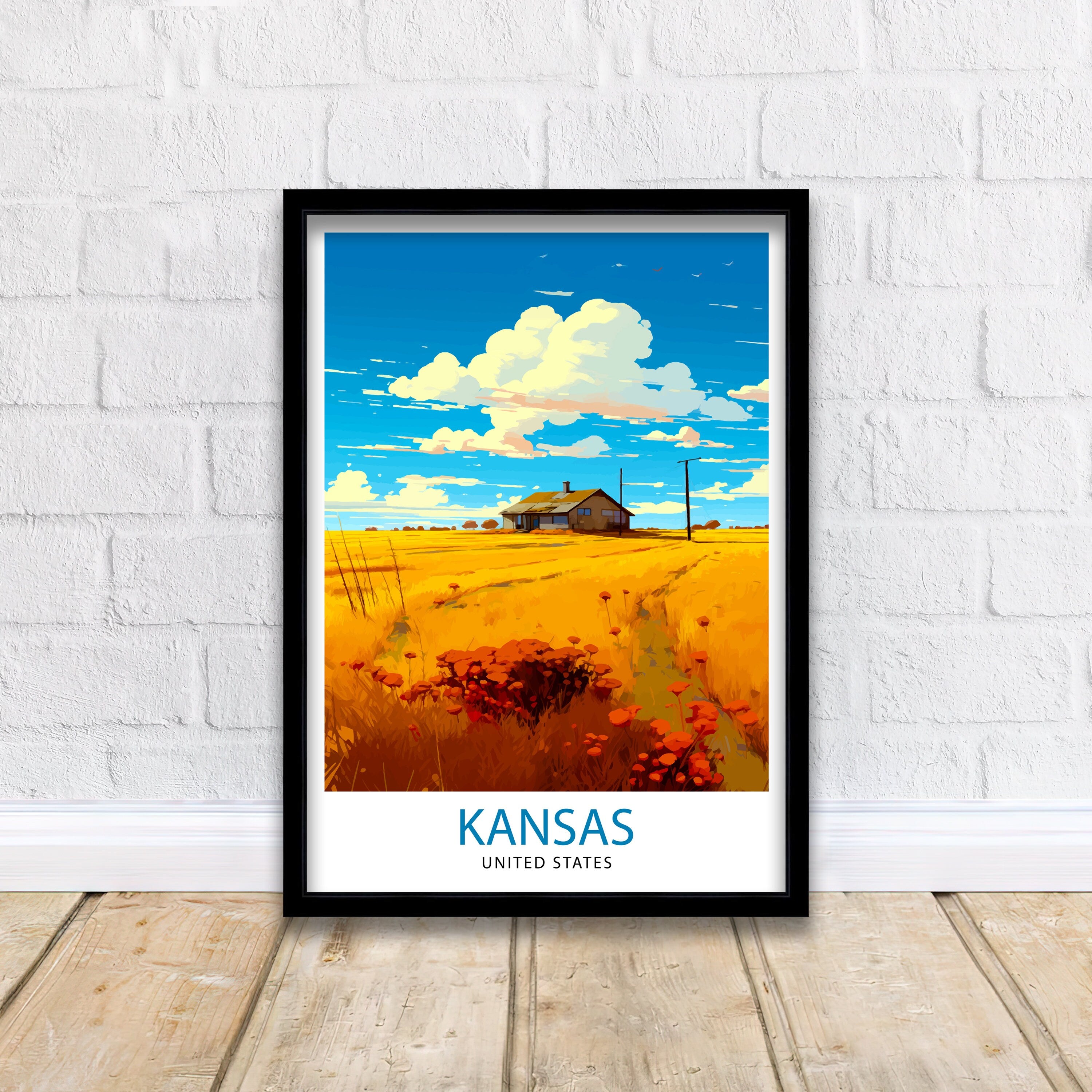 Kansas USA Travel Print| Kansas Wall Decor Kansas Poster USA Travel Prints Kansas Art Print Kansas Illustration Kansas Wall Art