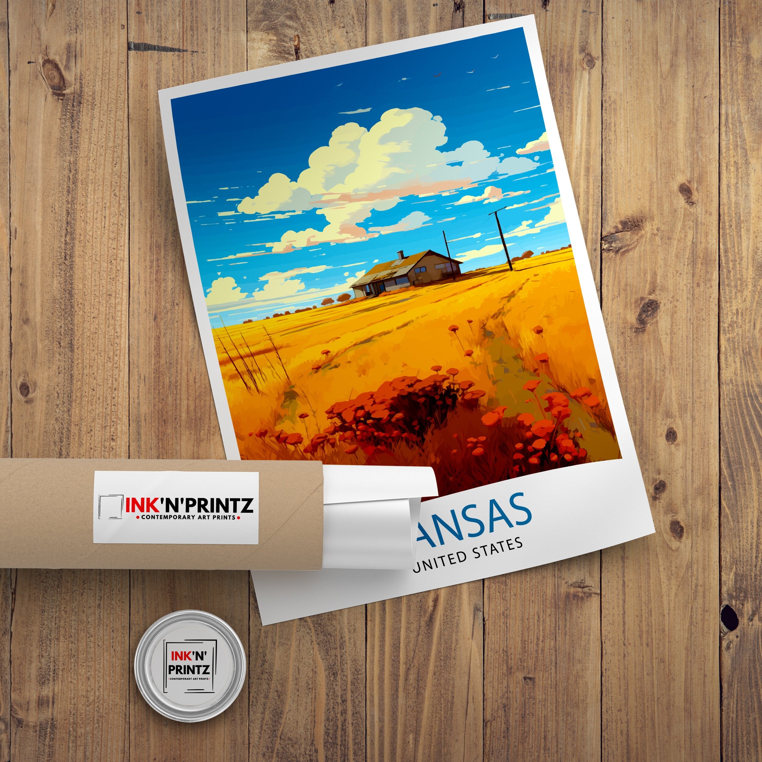 Kansas USA Travel Print| Kansas Wall Decor Kansas Poster USA Travel Prints Kansas Art Print Kansas Illustration Kansas Wall Art