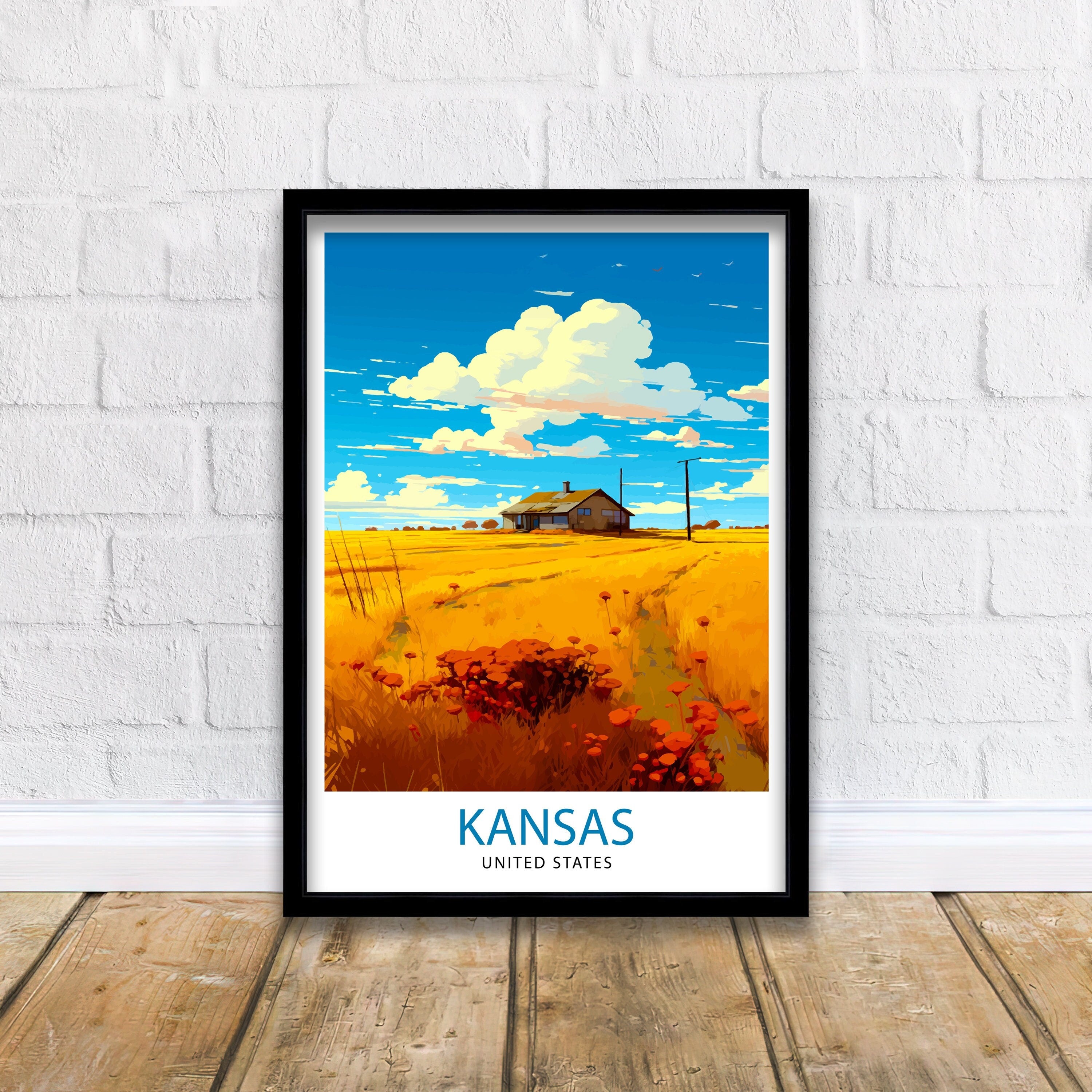 Kansas USA Travel Print| Kansas Wall Decor Kansas Poster USA Travel Prints Kansas Art Print Kansas Illustration Kansas Wall Art