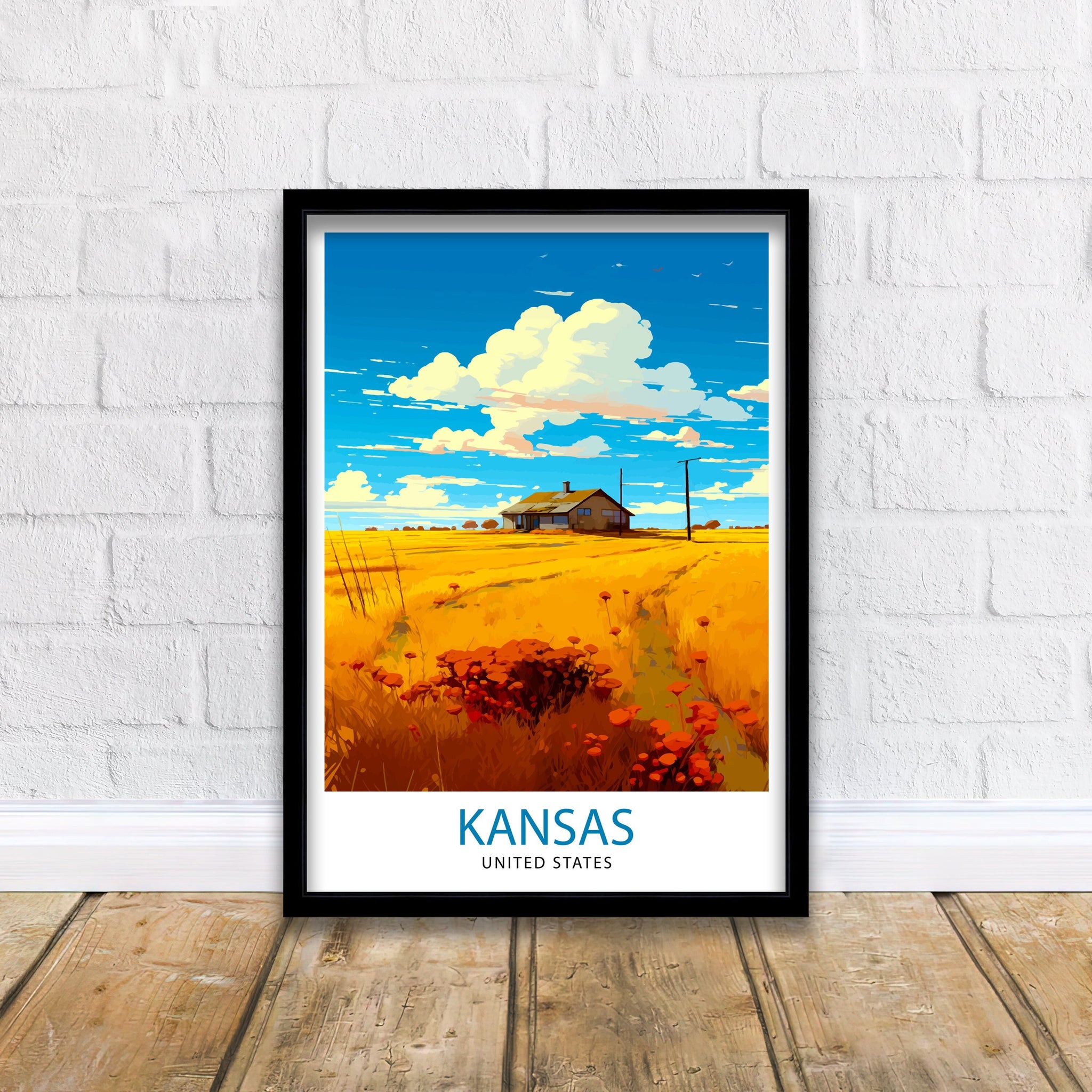 Kansas USA Travel Print| Kansas Wall Decor Kansas Poster USA Travel Prints Kansas Art Print Kansas Illustration Kansas Wall Art