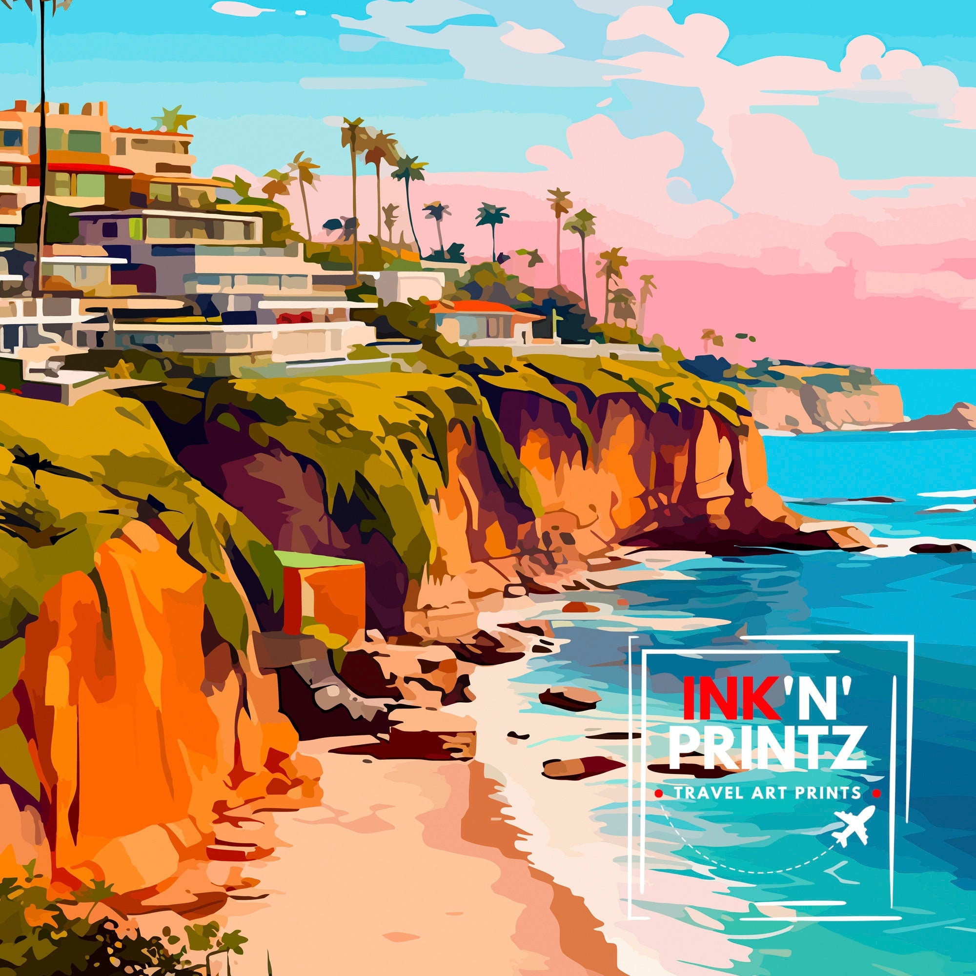Laguna Beach California Travel Print| Laguna Beach Wall Decor Laguna Beach Poster California Travel Prints Laguna Beach Art Print Laguna